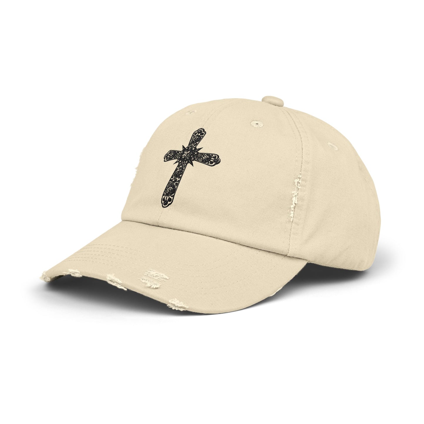 Unisex Distressed Cross Cap - Faith-Inspired Fashion Accessory