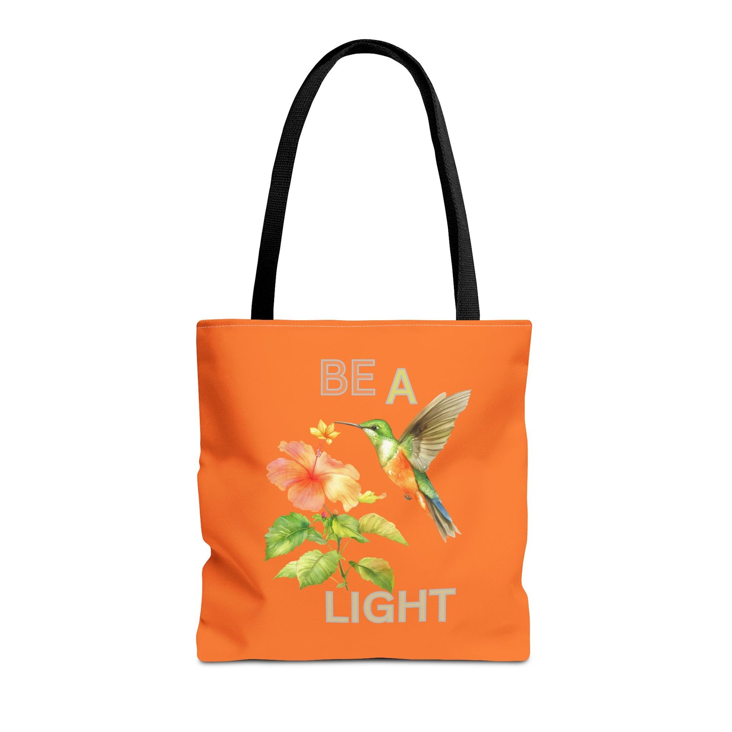 Floral Hummingbird Tote Bag - Be a Light, Eco-Friendly Shopping Bag, Summer Accessory, Gift for Nature Lovers, Inspirational Quote