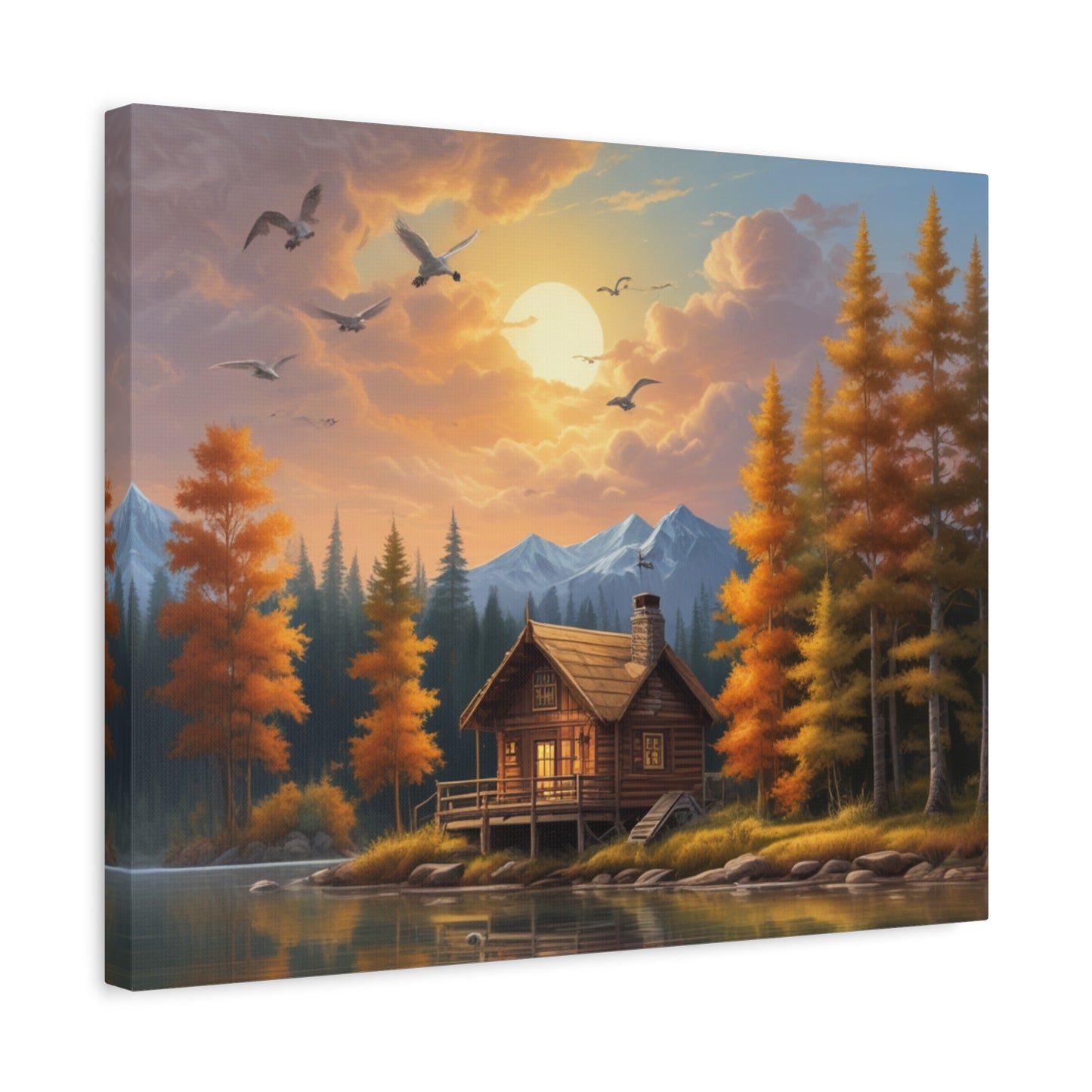 Canvas Wall Art Cabin by the Lake