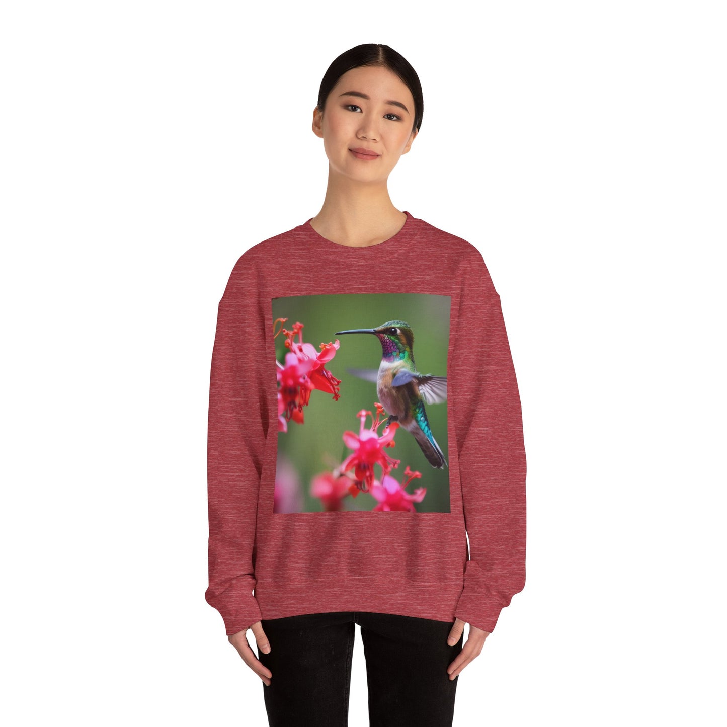 Fly free hummingbird & floral crewneck sweatshirt