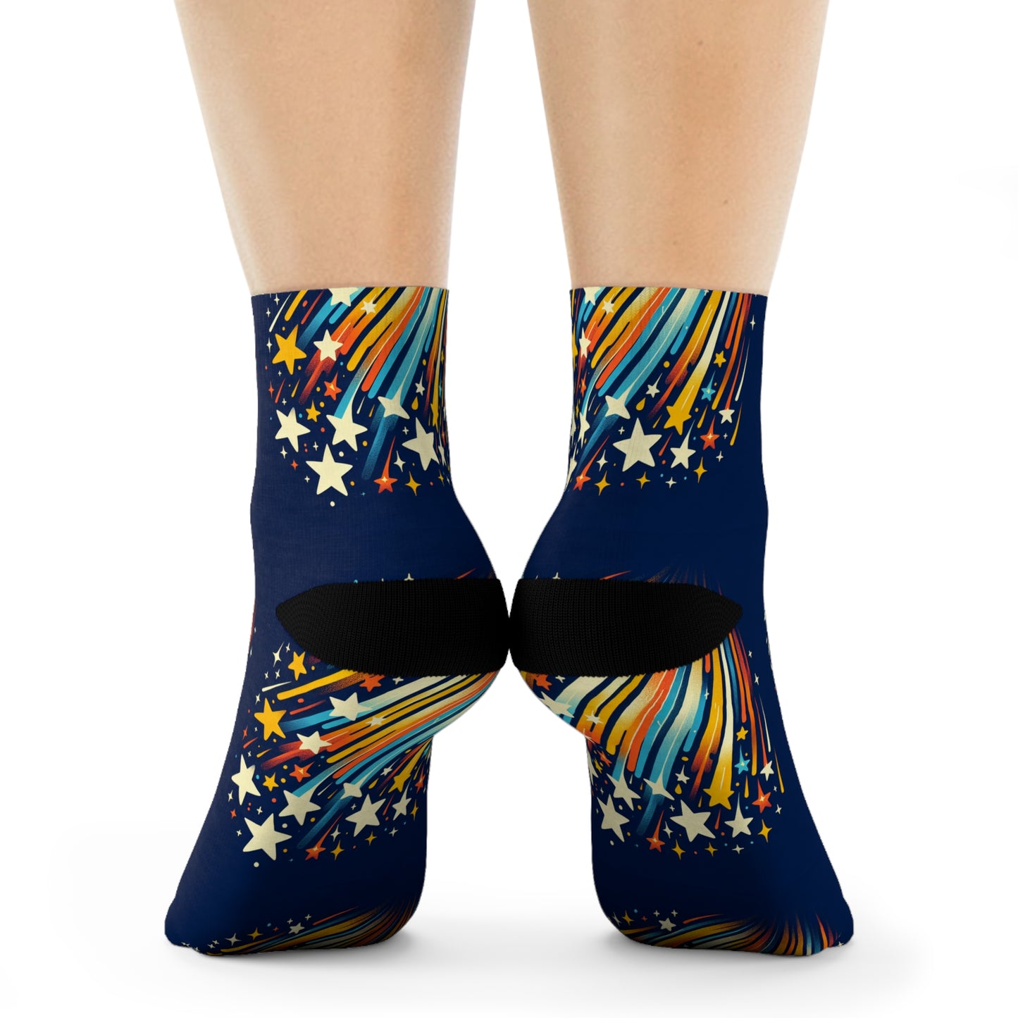 Colorful Starburst Crew Socks - Fun & Comfy Footwear for All Occasions