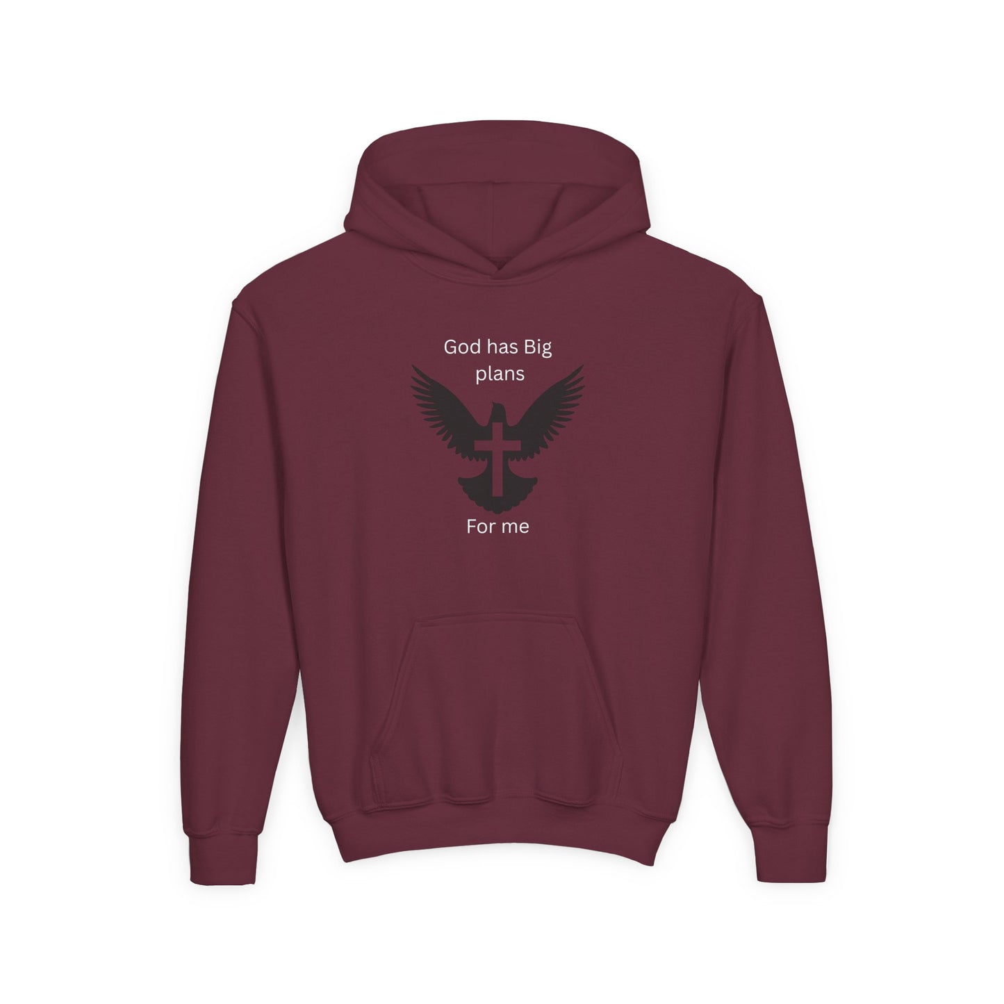 Inspirational Youth Hoodie - God Has Big Plans Design with Wings
