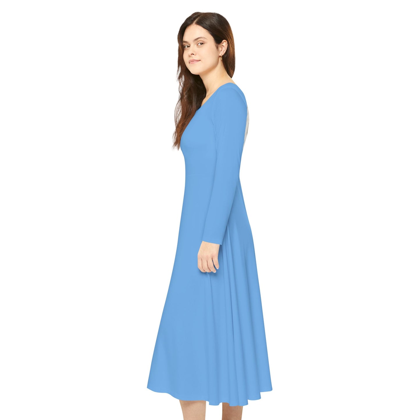 Women's Dance Dress - Elegant Angel Wing Long Sleeve in Blue
