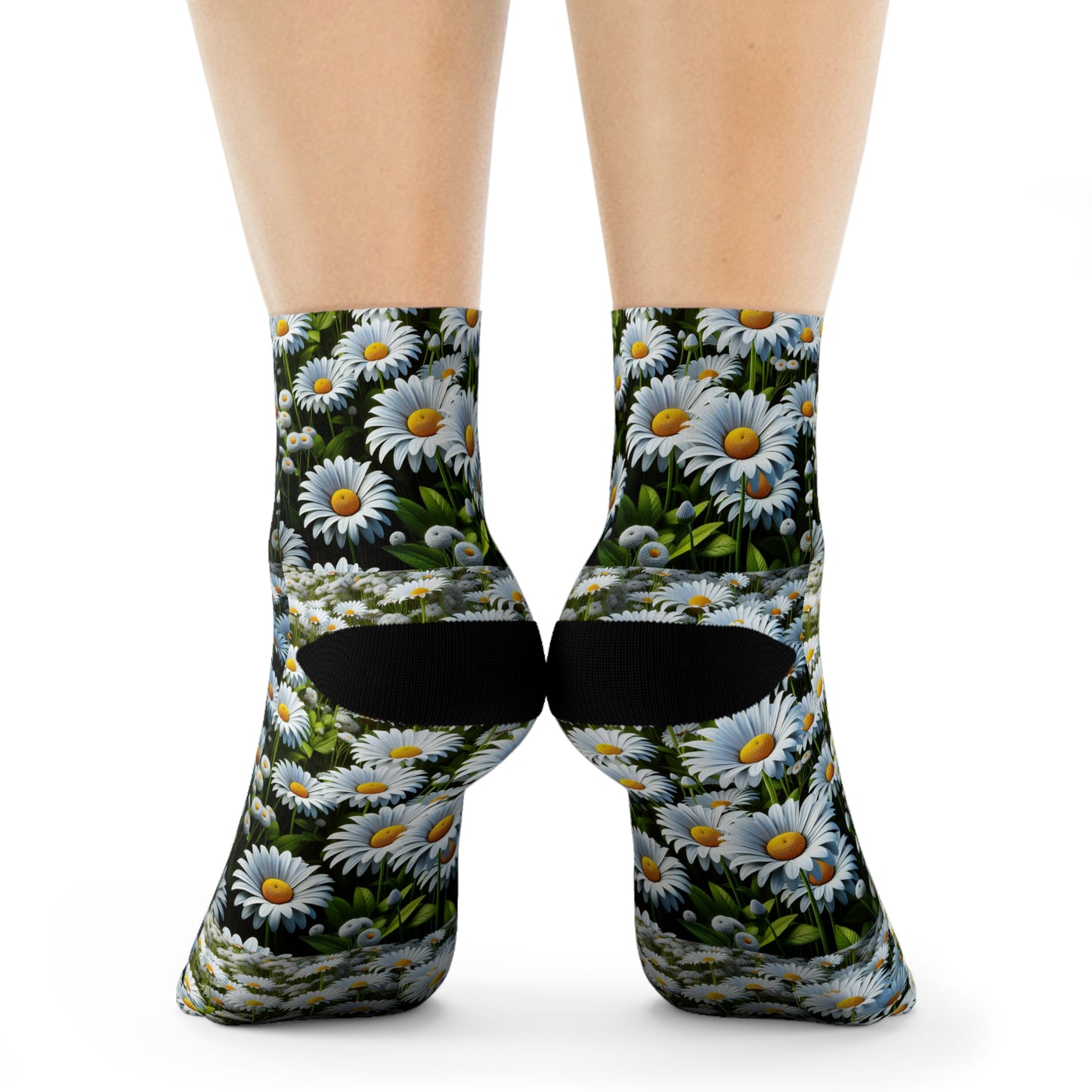Floral Crew Socks - Whimsical Daisy Design for Everyday Wear