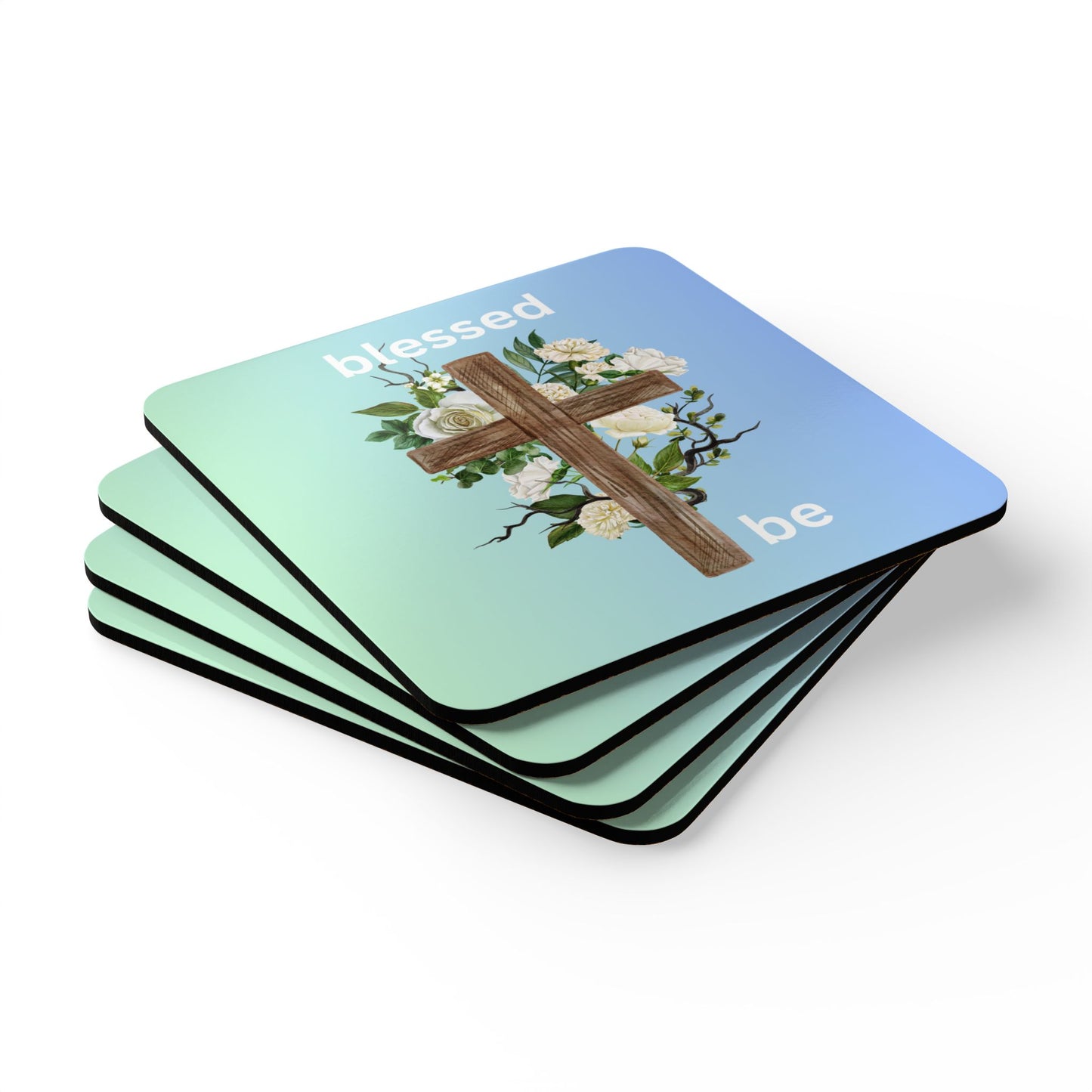 Blessed Be Corkwood Coaster Set - Spiritual Home Decor