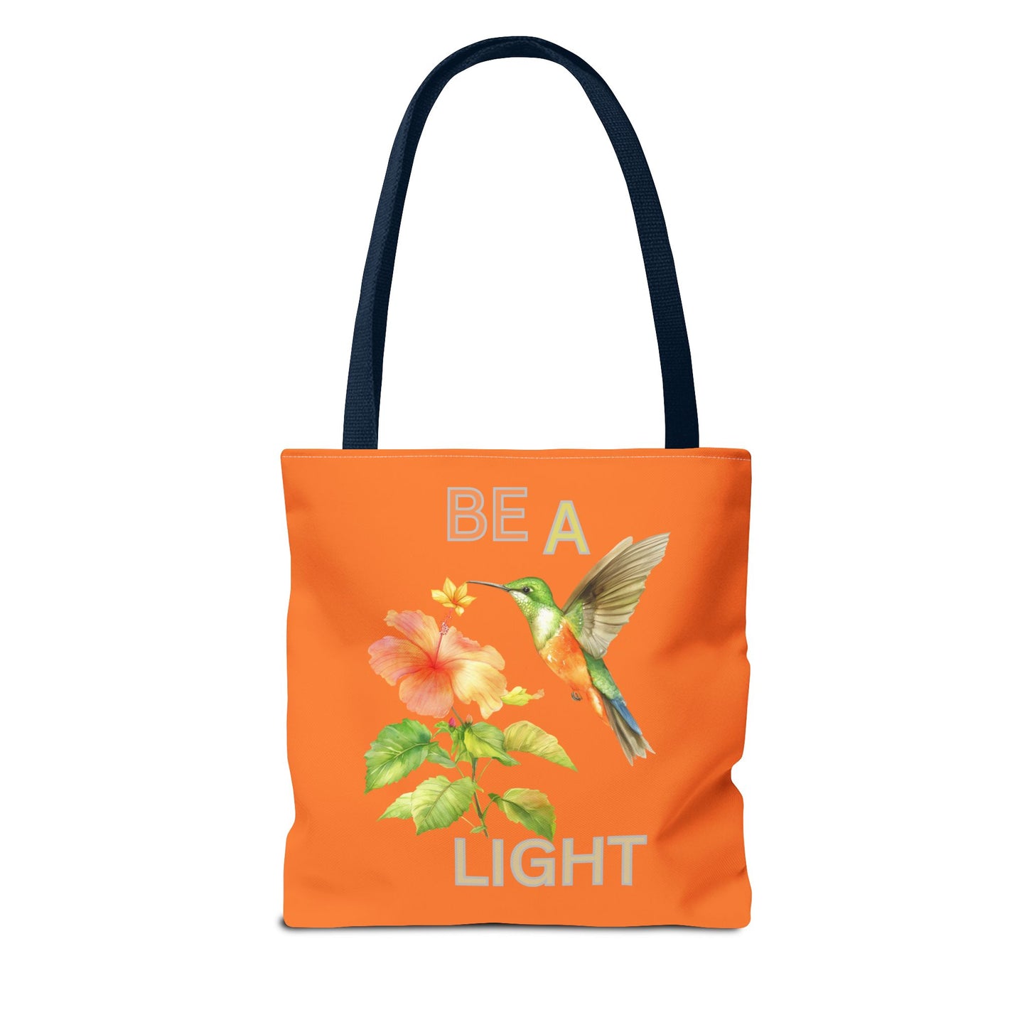 Floral Hummingbird Tote Bag - Be a Light, Eco-Friendly Shopping Bag, Summer Accessory, Gift for Nature Lovers, Inspirational Quote