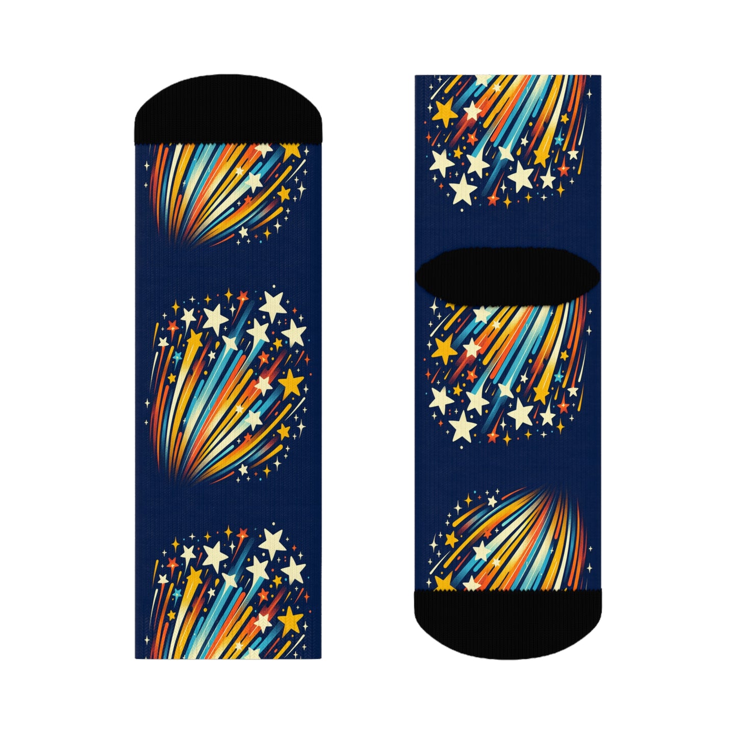 Colorful Starburst Crew Socks - Fun & Comfy Footwear for All Occasions