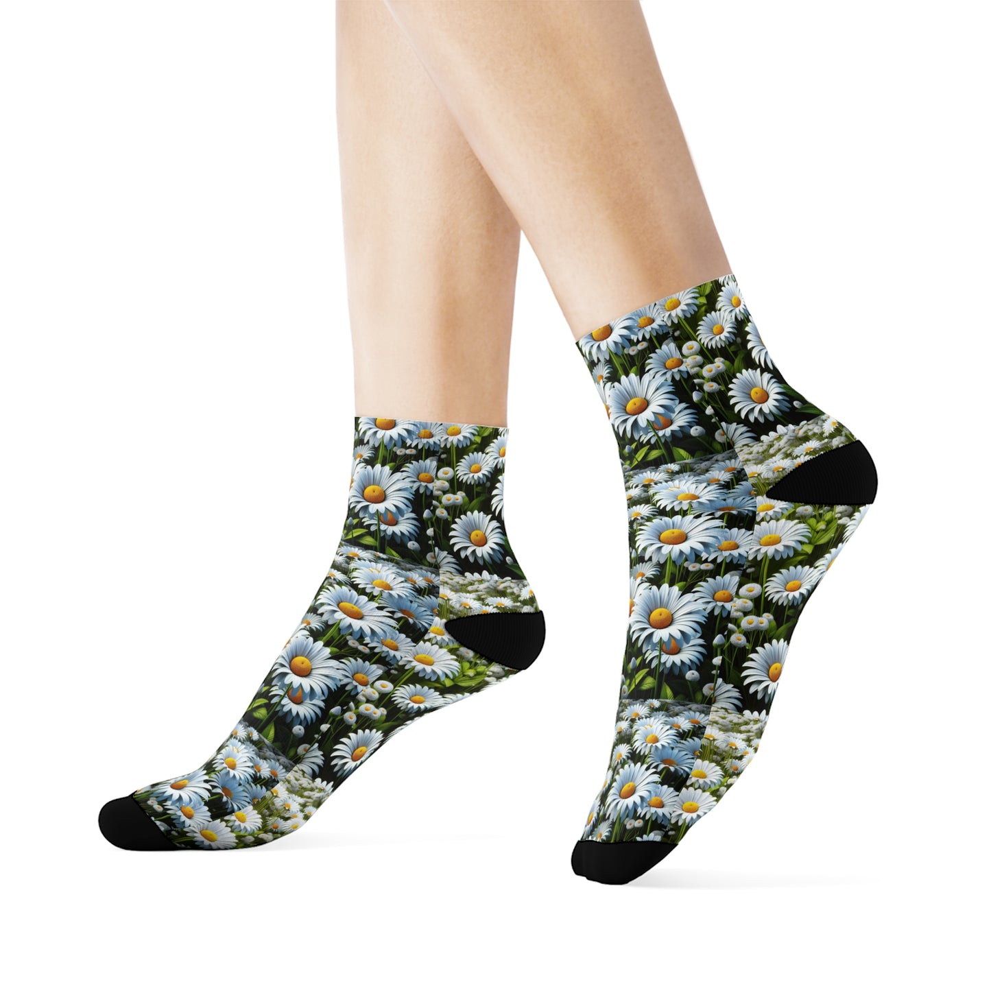 Floral Crew Socks - Whimsical Daisy Design for Everyday Wear