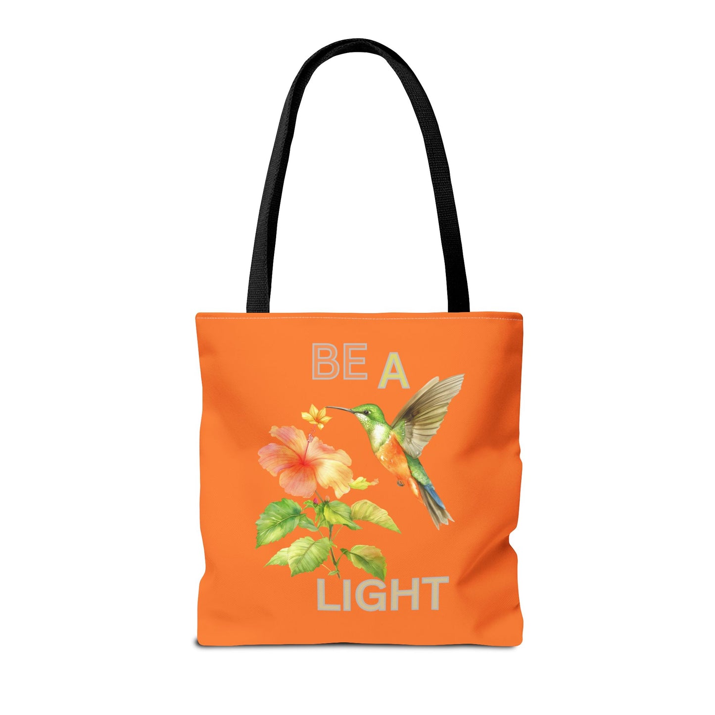 Floral Hummingbird Tote Bag - Be a Light, Eco-Friendly Shopping Bag, Summer Accessory, Gift for Nature Lovers, Inspirational Quote