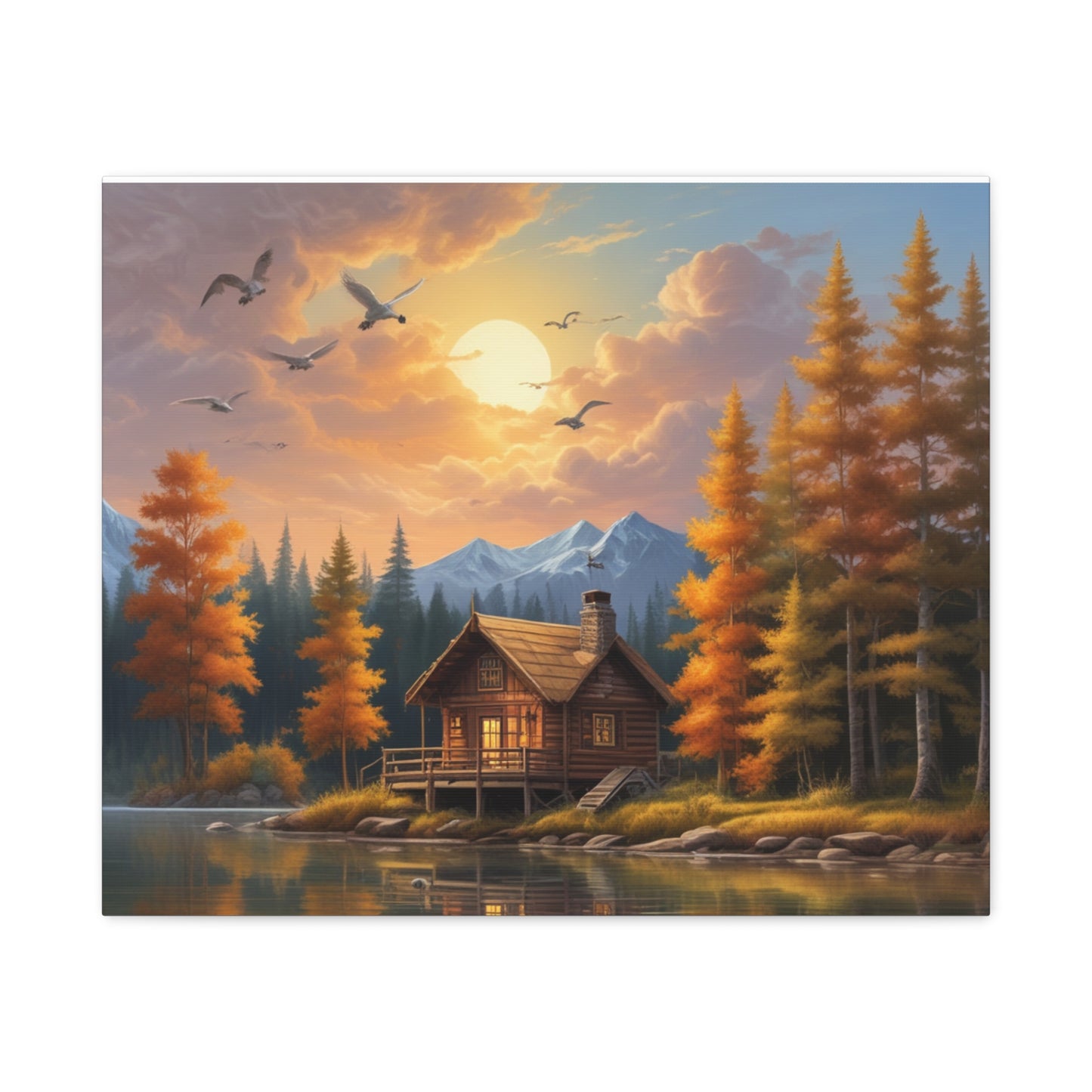 Canvas Wall Art Cabin by the Lake