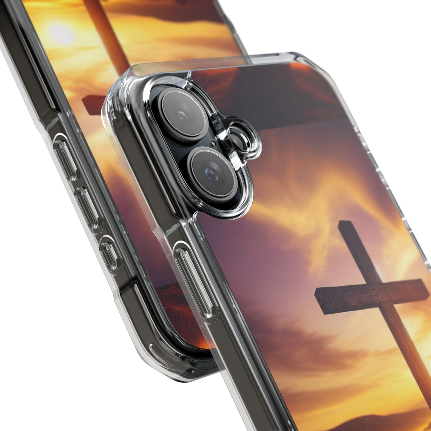 Sunset Cross Magnetic Clear Impact Case - Faith-Inspired Phone Protection