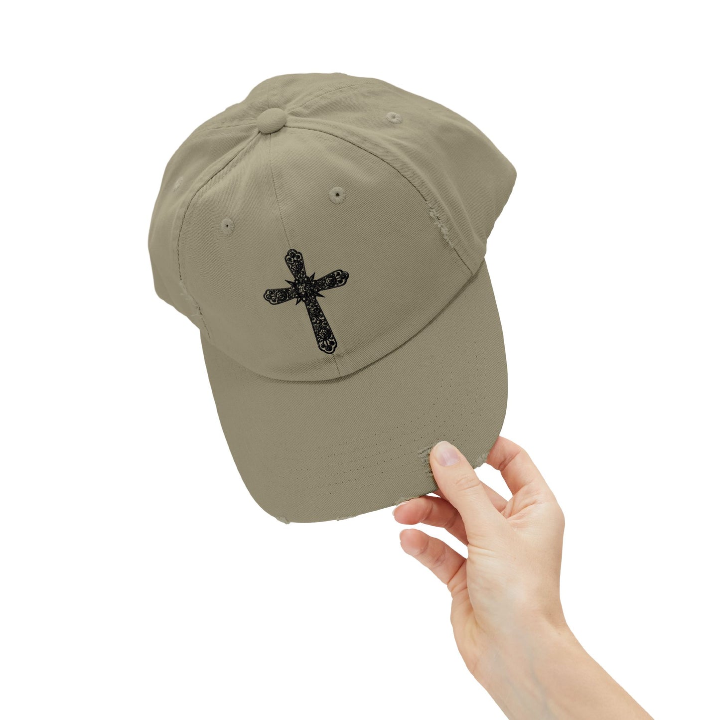 Unisex Distressed Cross Cap - Faith-Inspired Fashion Accessory