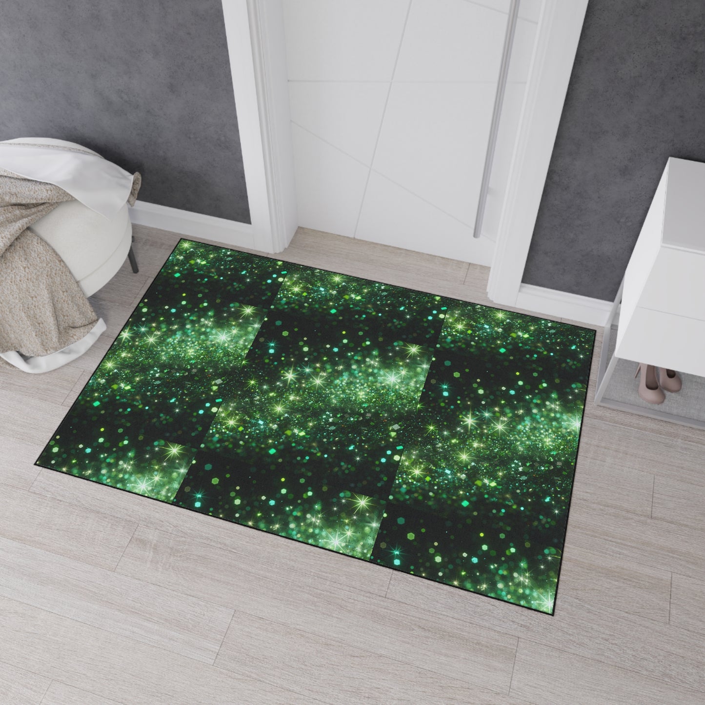 Heavy Duty Floor Mat - Textured Green Glam, Durable Entrance Rug, Eco-Friendly Home Decor, Kitchen and Office Flooring