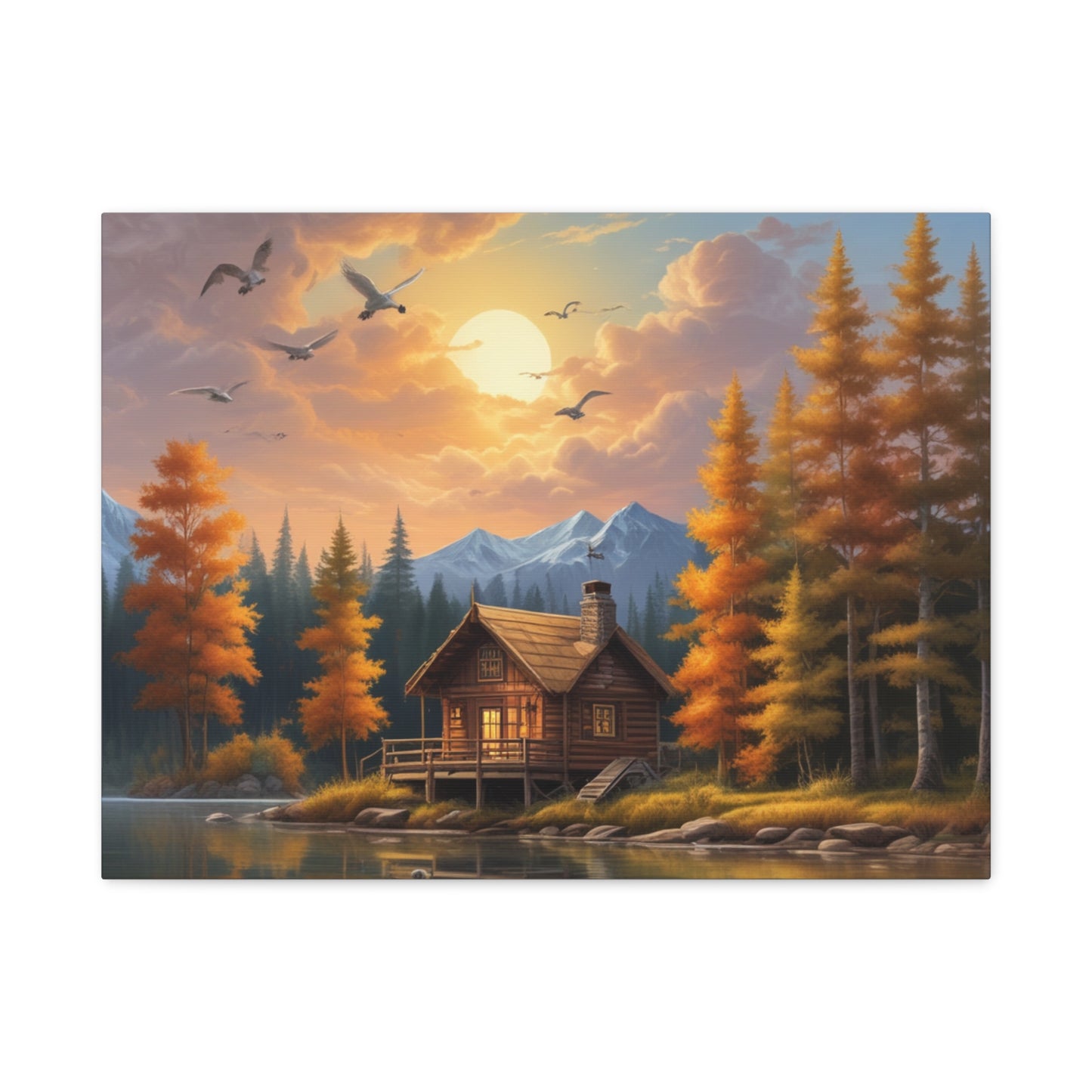 Canvas Wall Art Cabin by the Lake