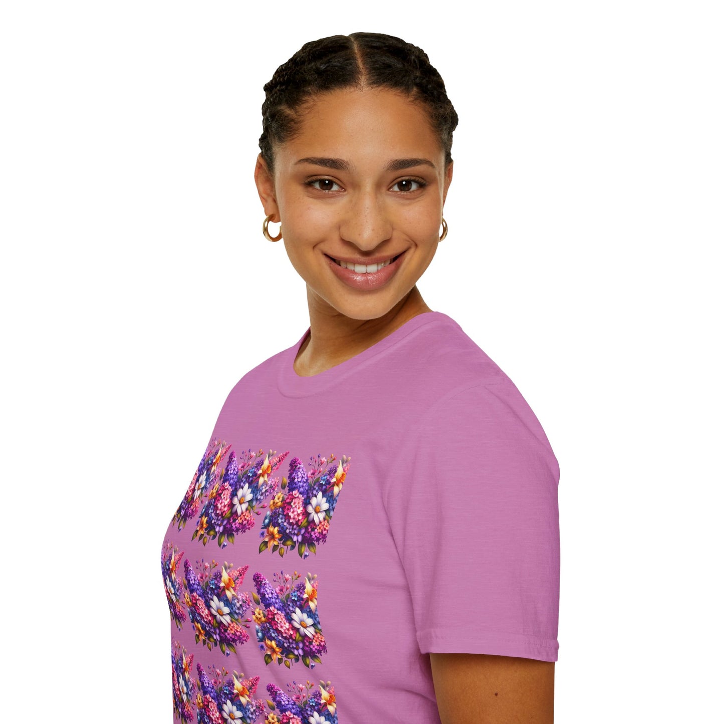 Floral Pattern Unisex Softstyle T-Shirt - Vibrant Spring Design