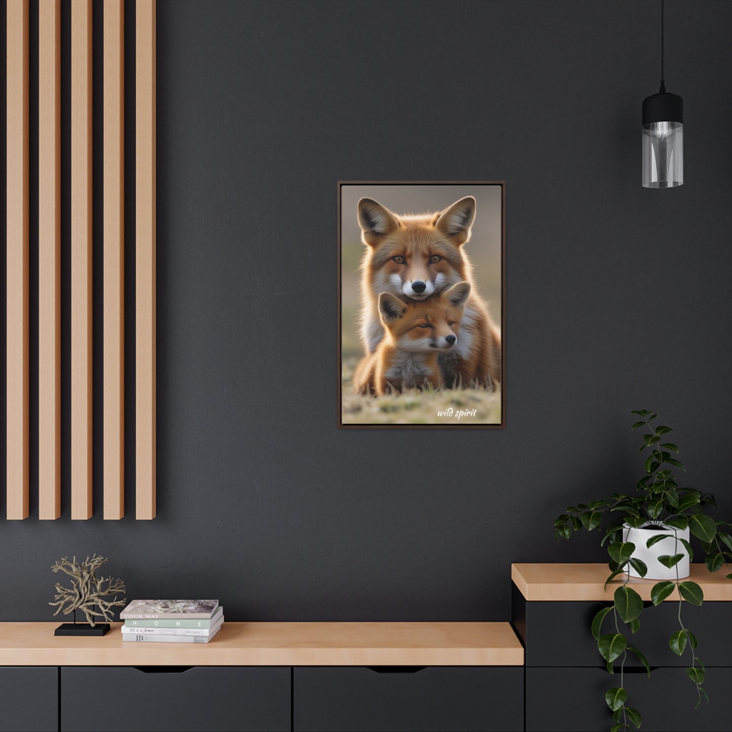 Canvas Wraps - Mama Fox and Baby Fox Snuggle Vertical Frame
