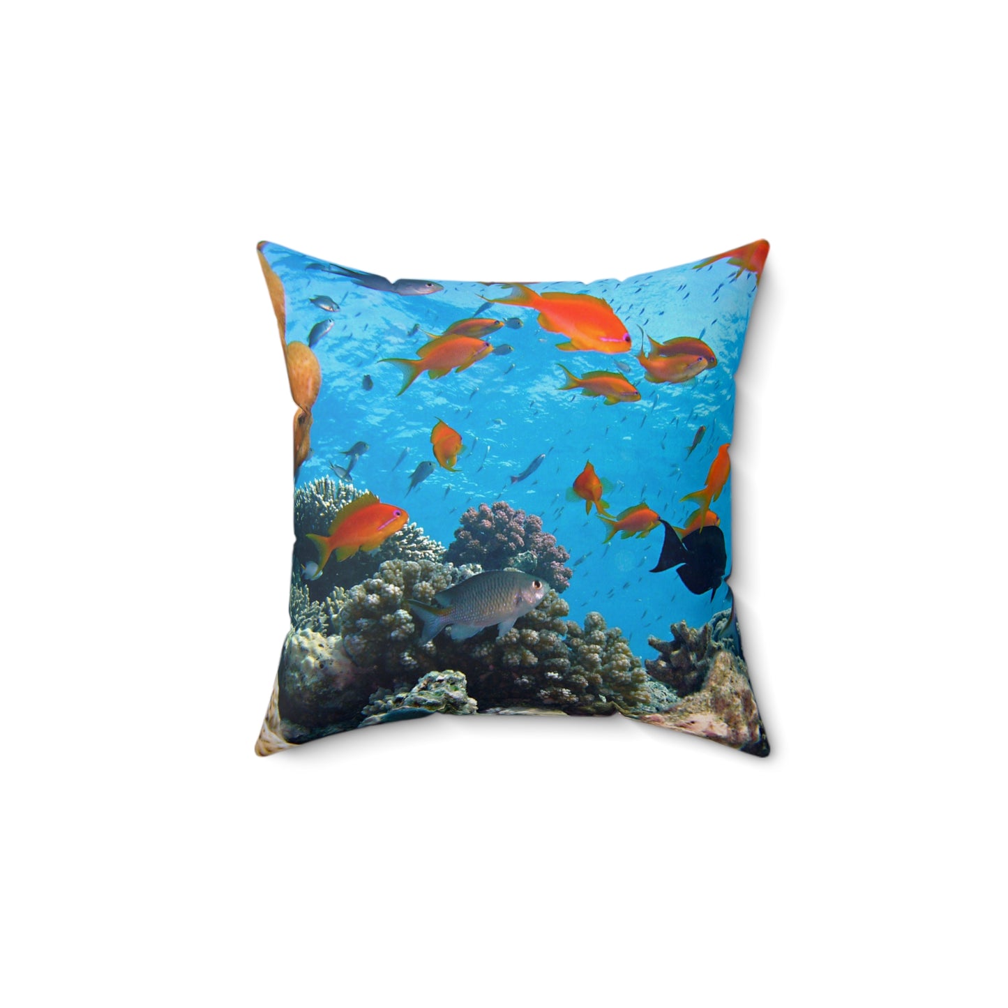 Vibrant Coral Reef Square Pillow - Ocean Decor for Beach Lovers