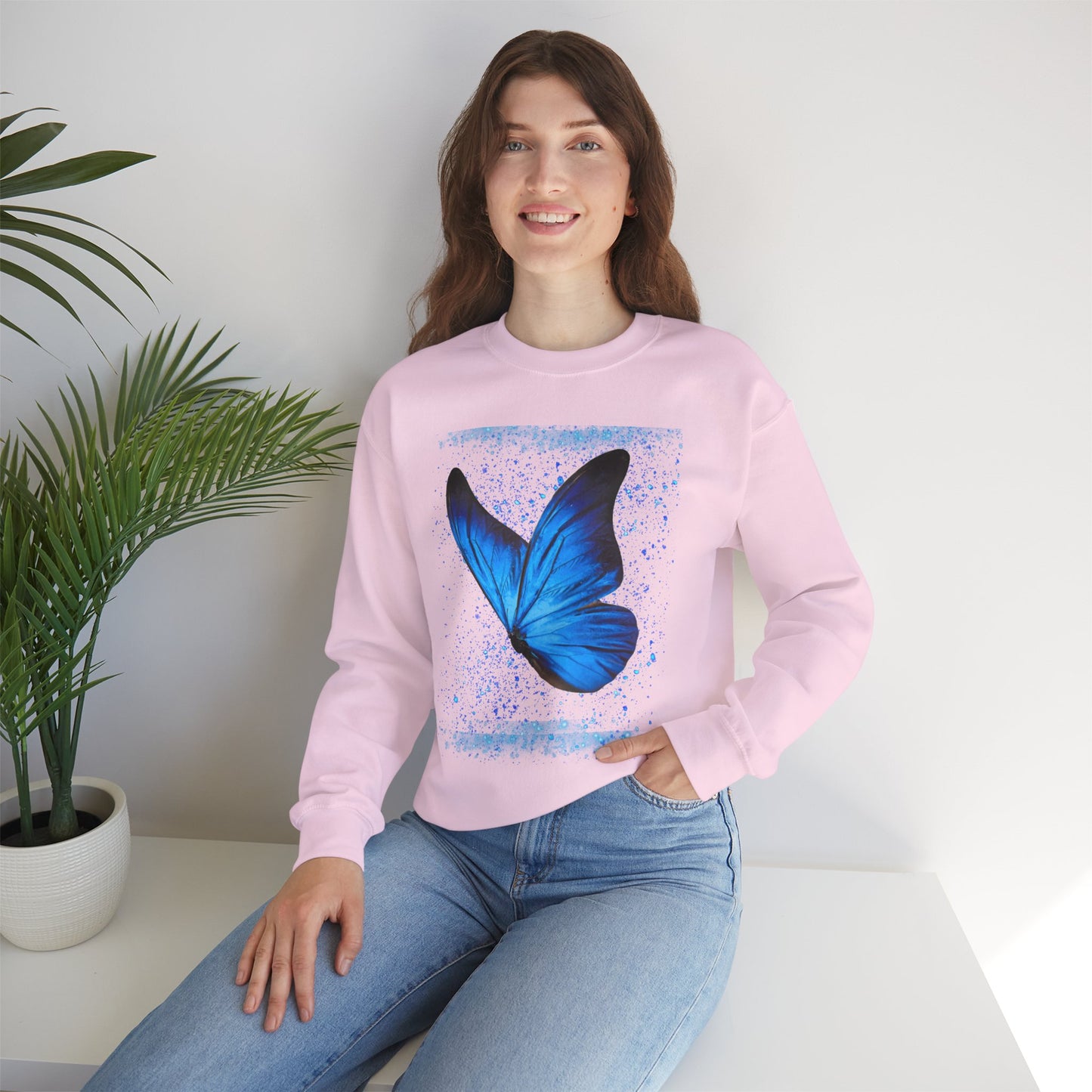 Sparkle Blue Butterfly Unisex Sweatshirt - Heavy Blend Crewneck