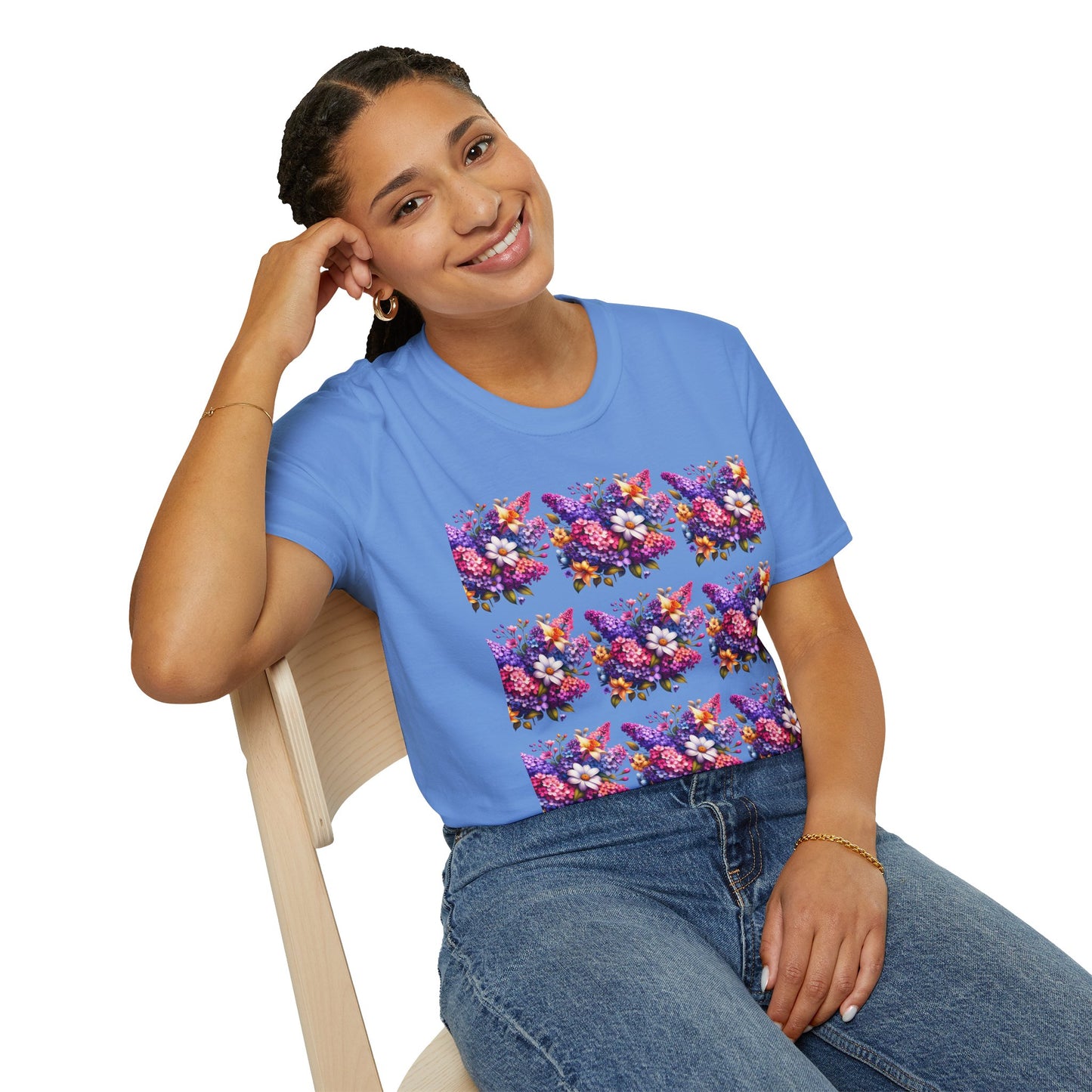Floral Pattern Unisex Softstyle T-Shirt - Vibrant Spring Design