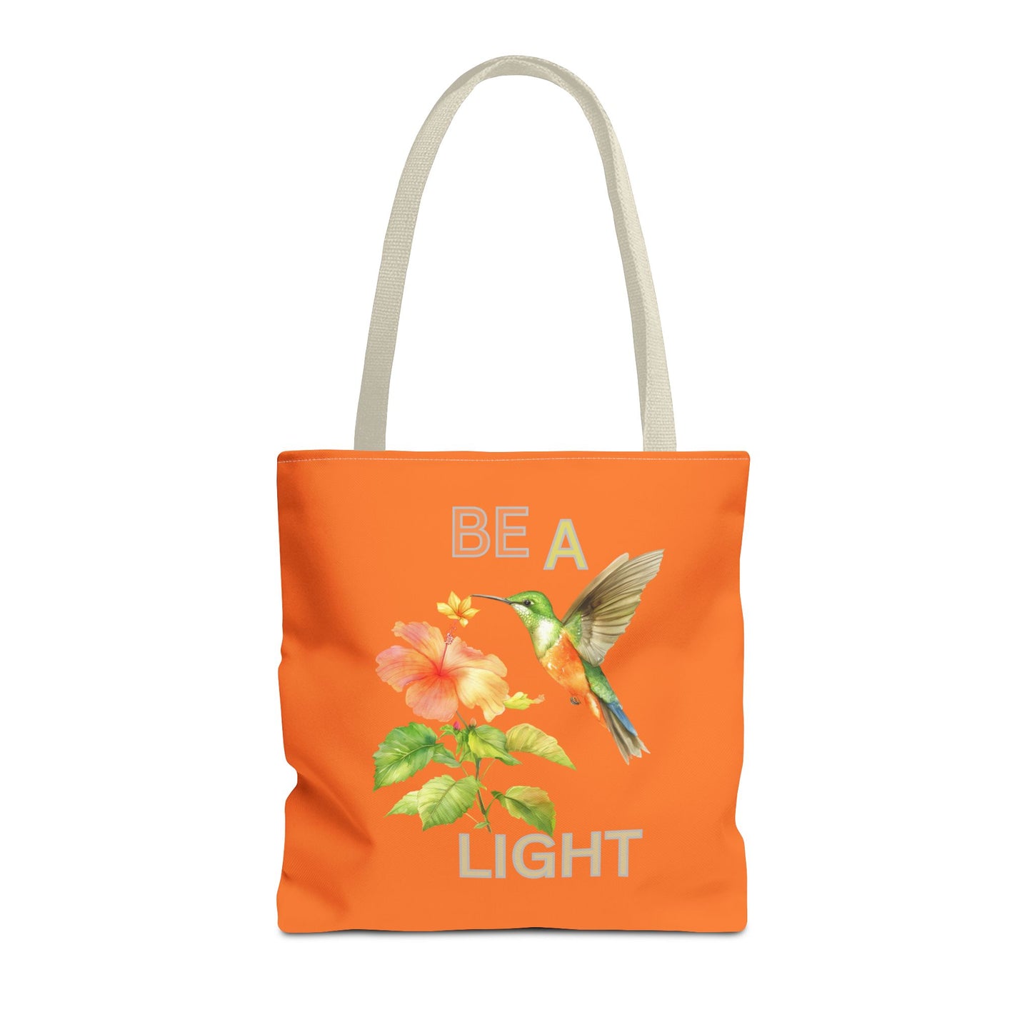 Floral Hummingbird Tote Bag - Be a Light, Eco-Friendly Shopping Bag, Summer Accessory, Gift for Nature Lovers, Inspirational Quote