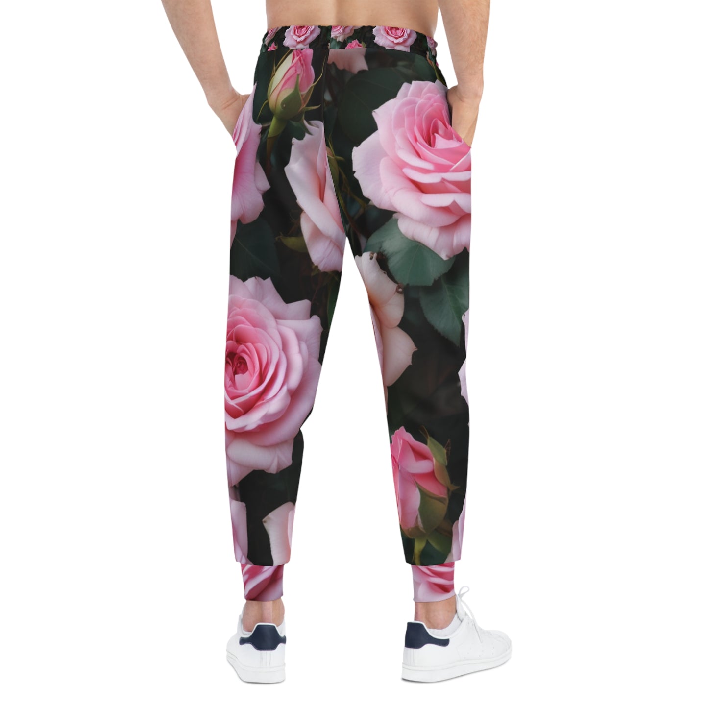 Floral Fusion rose-patterned athletic joggers