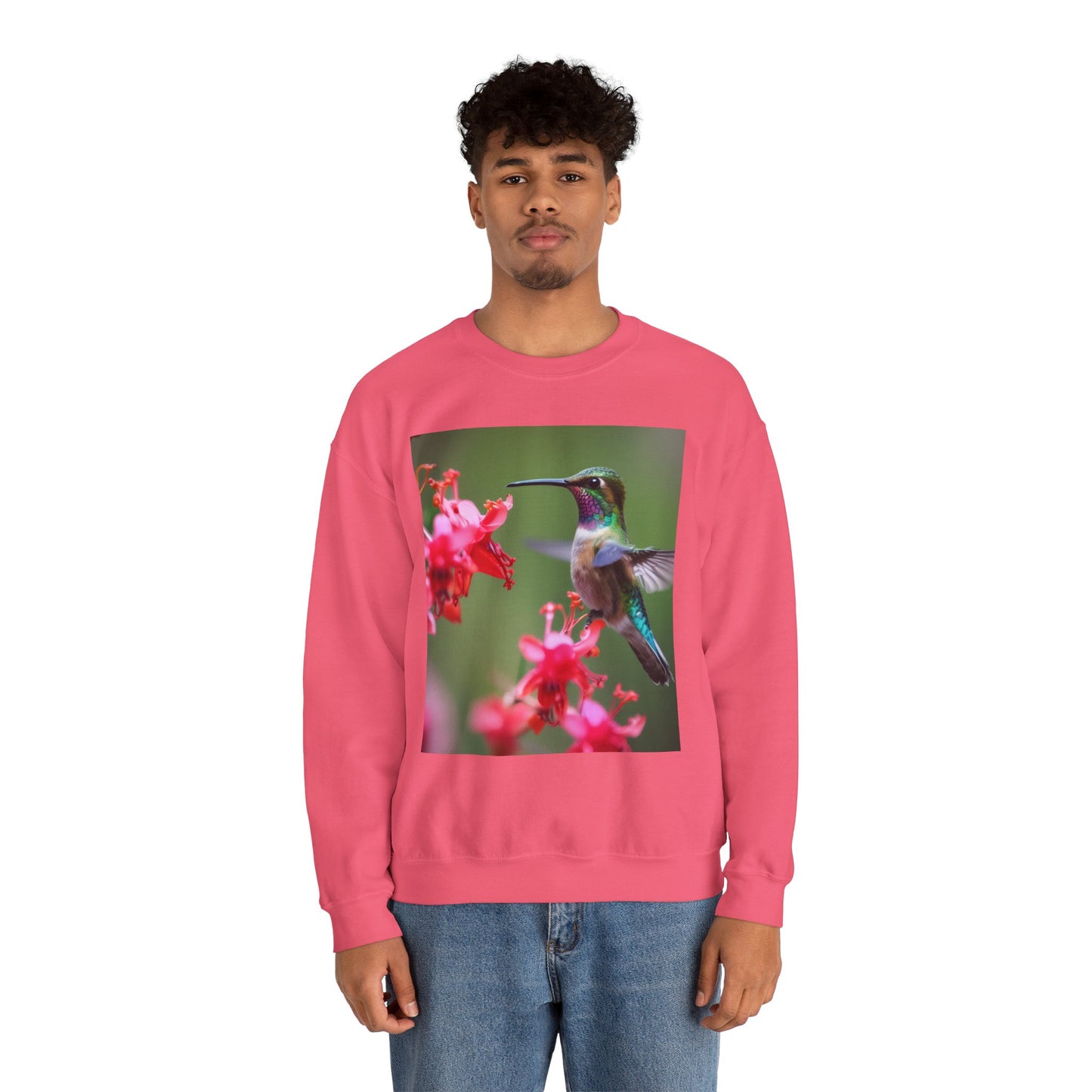 Fly free hummingbird & floral crewneck sweatshirt
