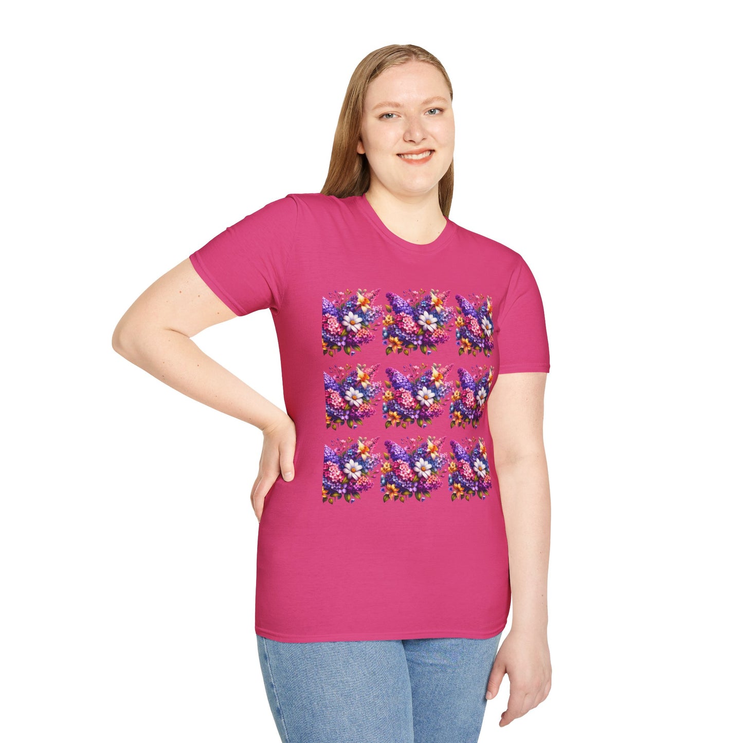 Floral Pattern Unisex Softstyle T-Shirt - Vibrant Spring Design