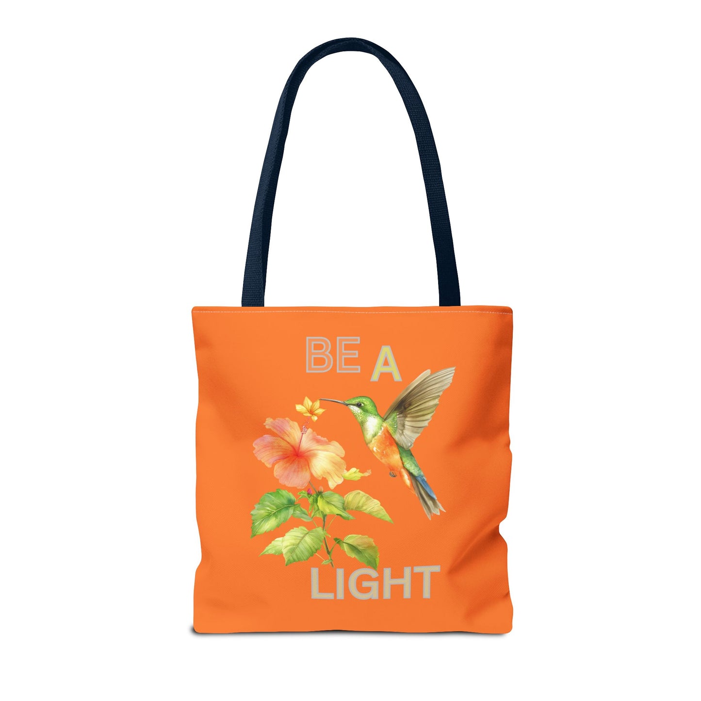 Floral Hummingbird Tote Bag - Be a Light, Eco-Friendly Shopping Bag, Summer Accessory, Gift for Nature Lovers, Inspirational Quote