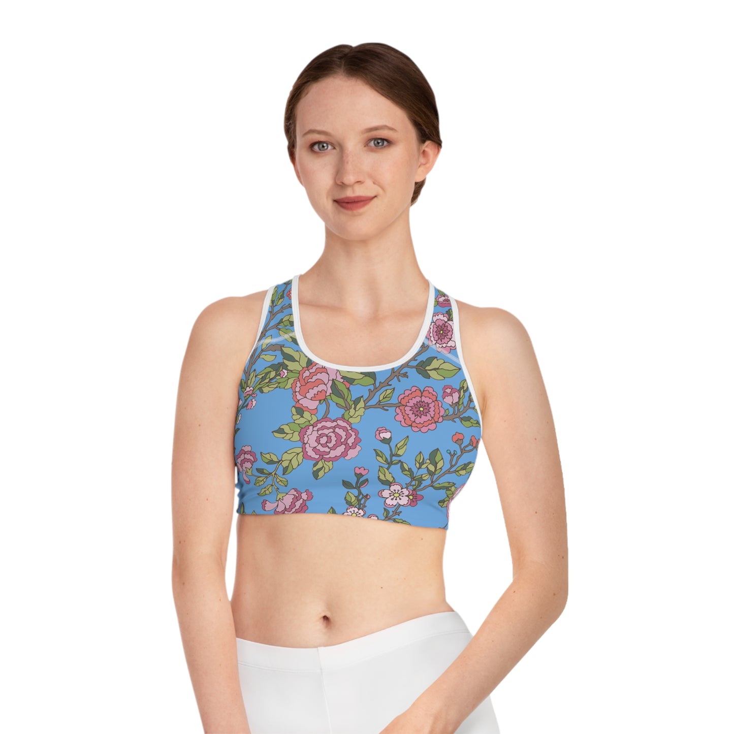 Floral Sports Bra - Stylish Activewear for Fitness, Yoga, Running, Gift for Her, Workout Gear, Summer Fashion