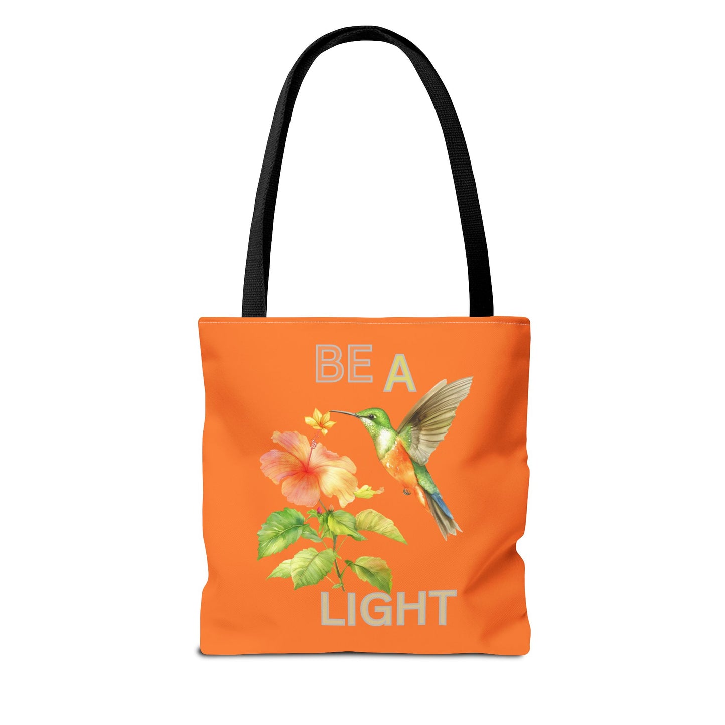 Floral Hummingbird Tote Bag - Be a Light, Eco-Friendly Shopping Bag, Summer Accessory, Gift for Nature Lovers, Inspirational Quote