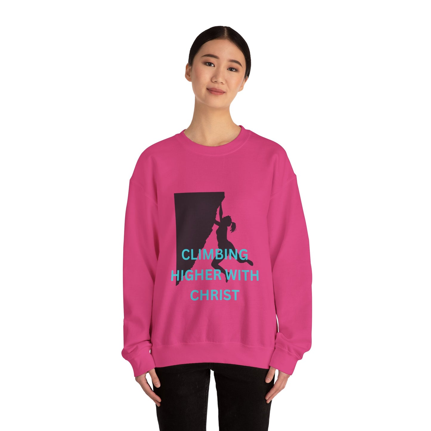 Crewneck Sweatshirt - Rock Climbing 'Climbing Higher with Christ'