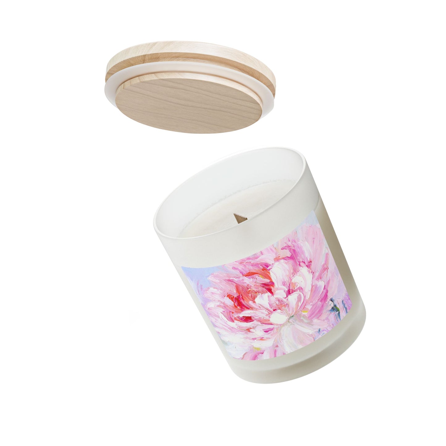 Floral Frosted Glass Candle - 11oz Artisan Aromatherapy
