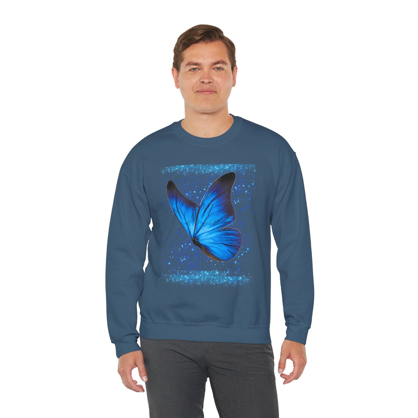 Sparkle Blue Butterfly Unisex Sweatshirt - Heavy Blend Crewneck