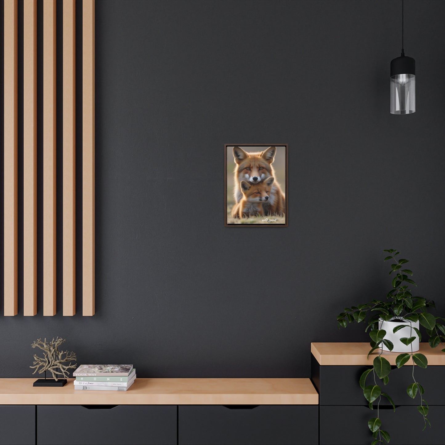 Canvas Wraps - Mama Fox and Baby Fox Snuggle Vertical Frame