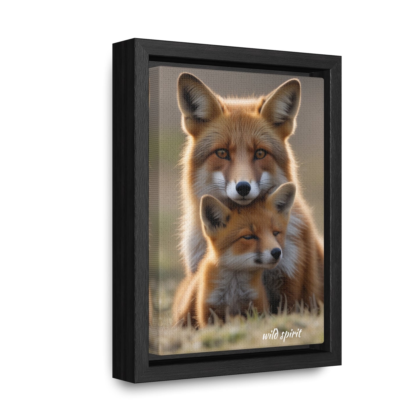 Canvas Wraps - Mama Fox and Baby Fox Snuggle Vertical Frame