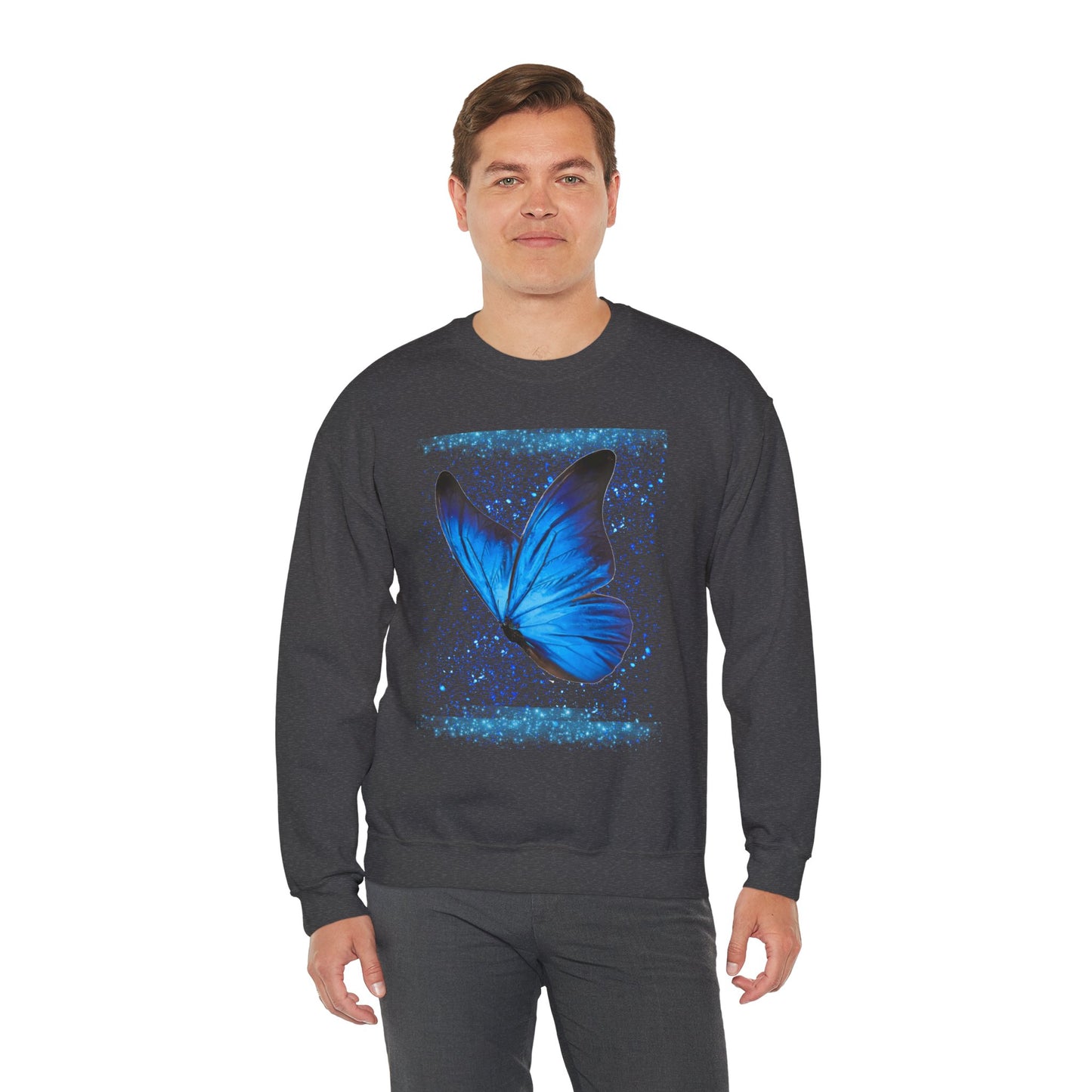 Sparkle Blue Butterfly Unisex Sweatshirt - Heavy Blend Crewneck