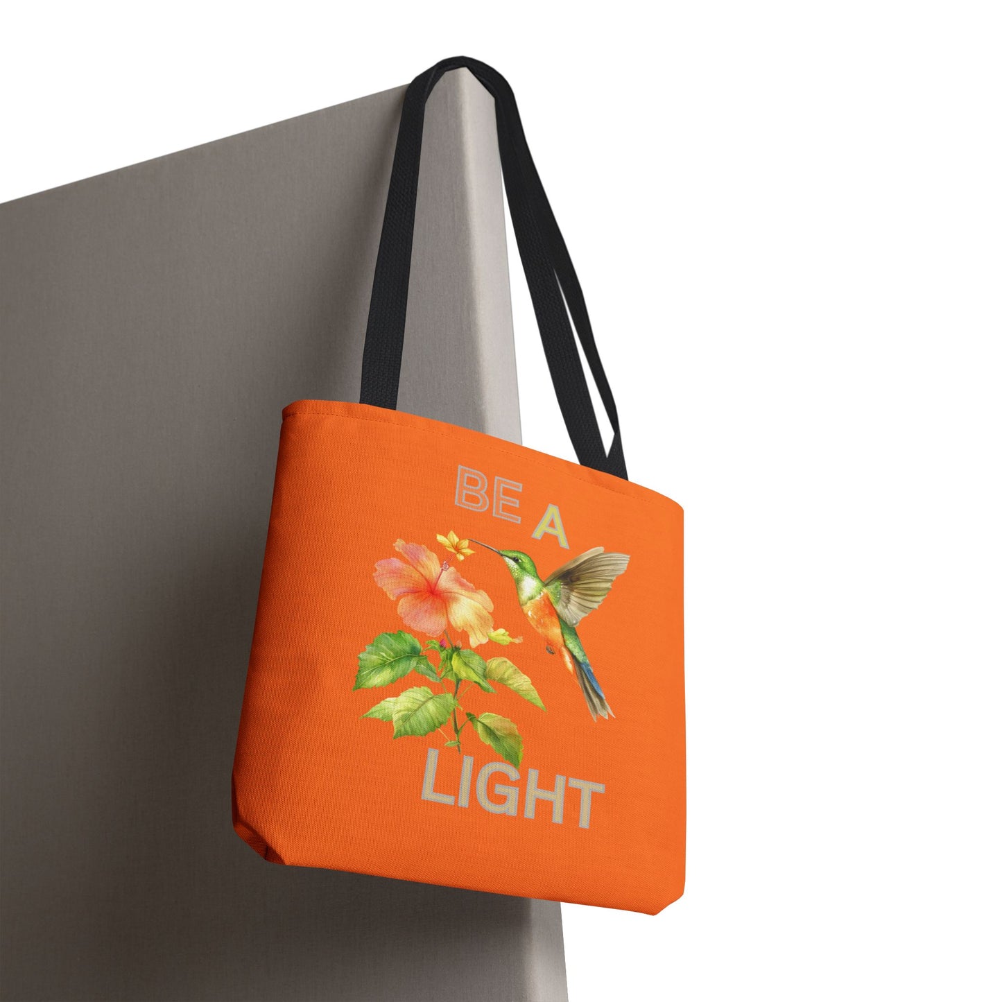 Floral Hummingbird Tote Bag - Be a Light, Eco-Friendly Shopping Bag, Summer Accessory, Gift for Nature Lovers, Inspirational Quote