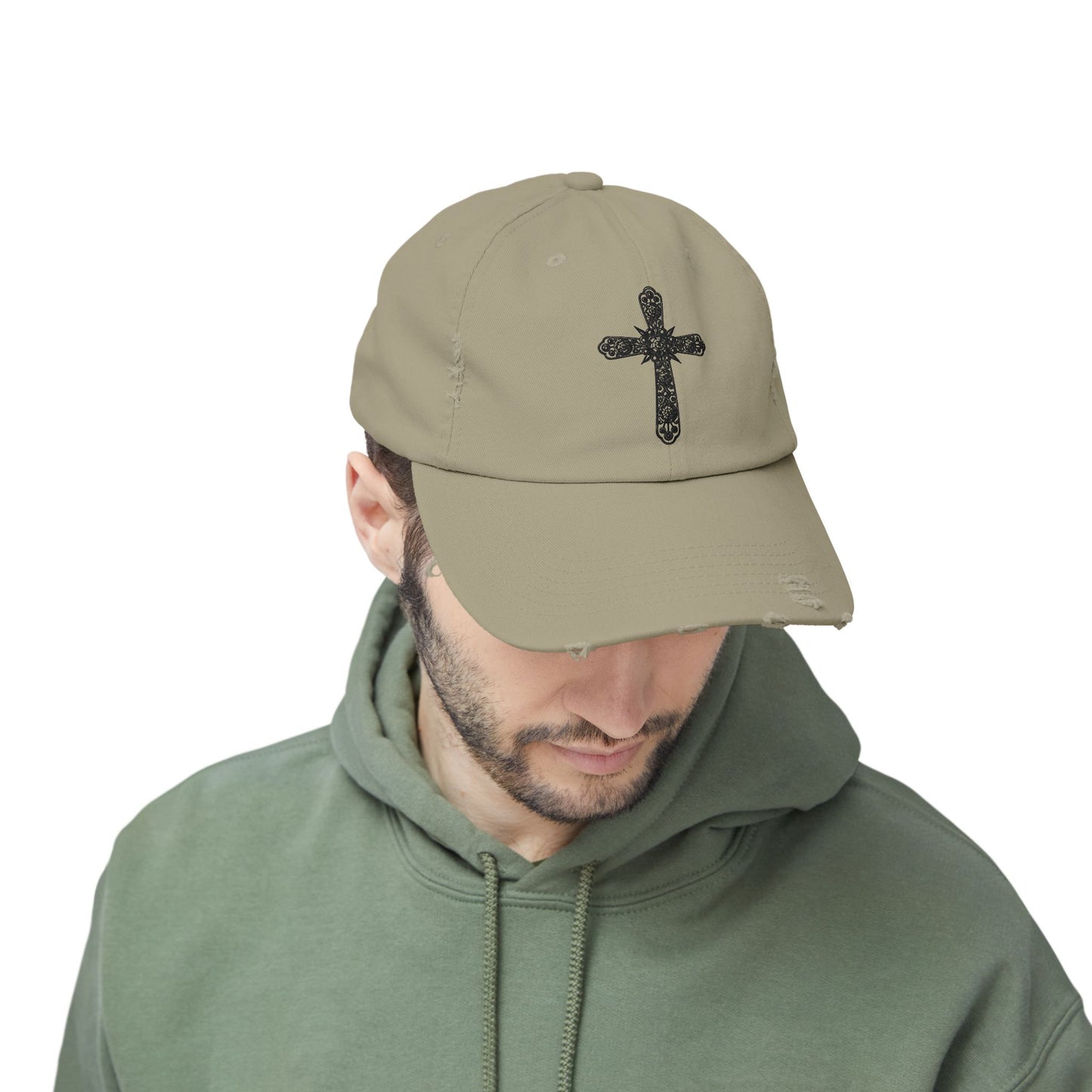 Unisex Distressed Cross Cap - Faith-Inspired Fashion Accessory