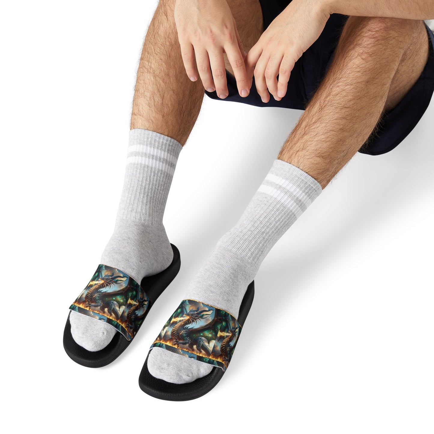 Stylish Dragon Graphic Men's Sandals - Perfect for Summer and Relaxation