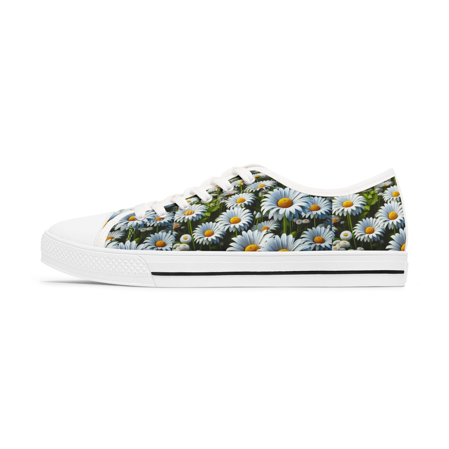 Floral Women's Low Top Sneakers - Daisy Print Casual Shoes