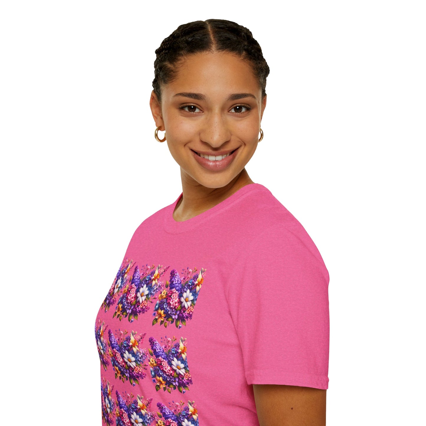 Floral Pattern Unisex Softstyle T-Shirt - Vibrant Spring Design