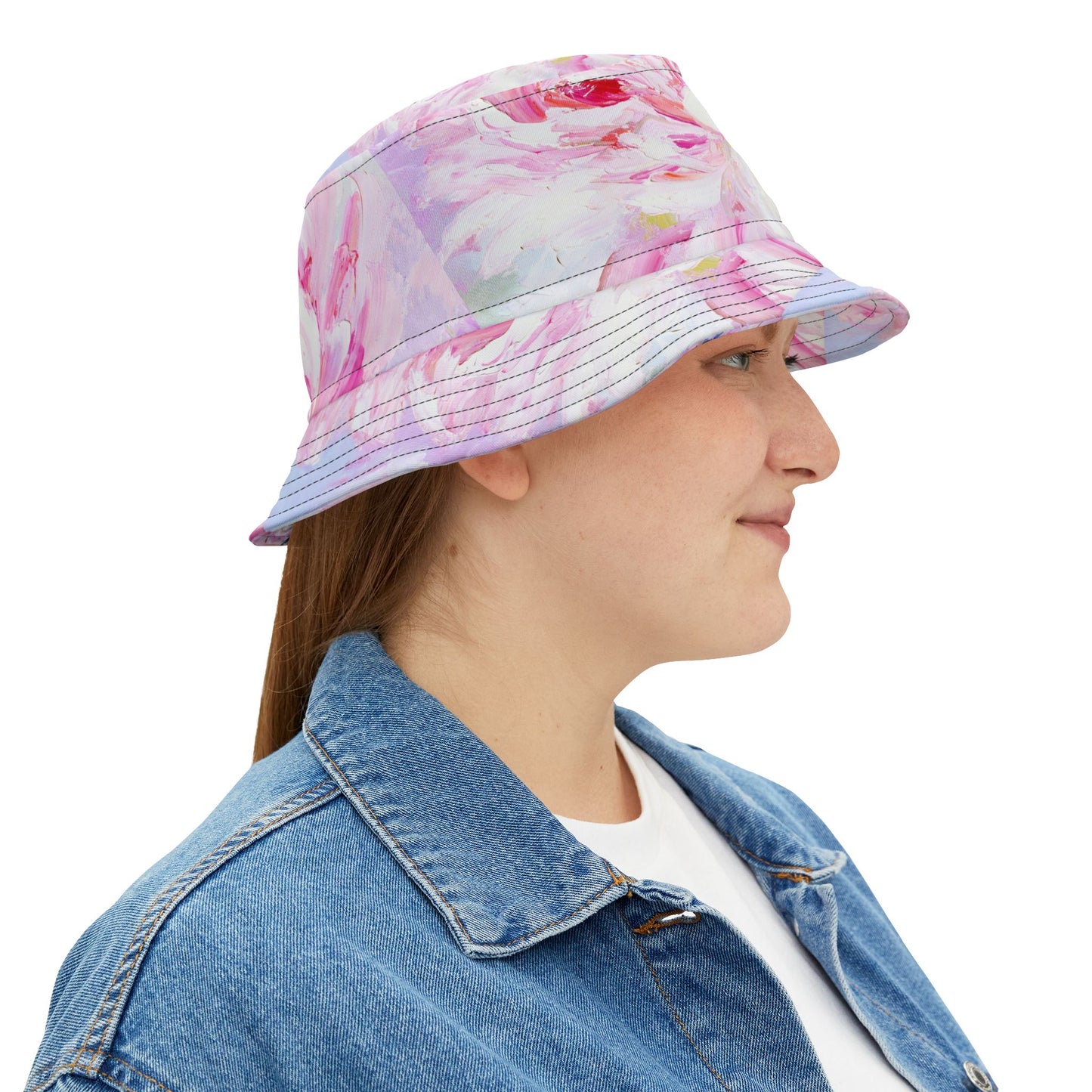 Floral Bucket Hat - Pink AOP, Summer Accessory, Boho Style, Gift for Her, Beachwear, Festival Fashion