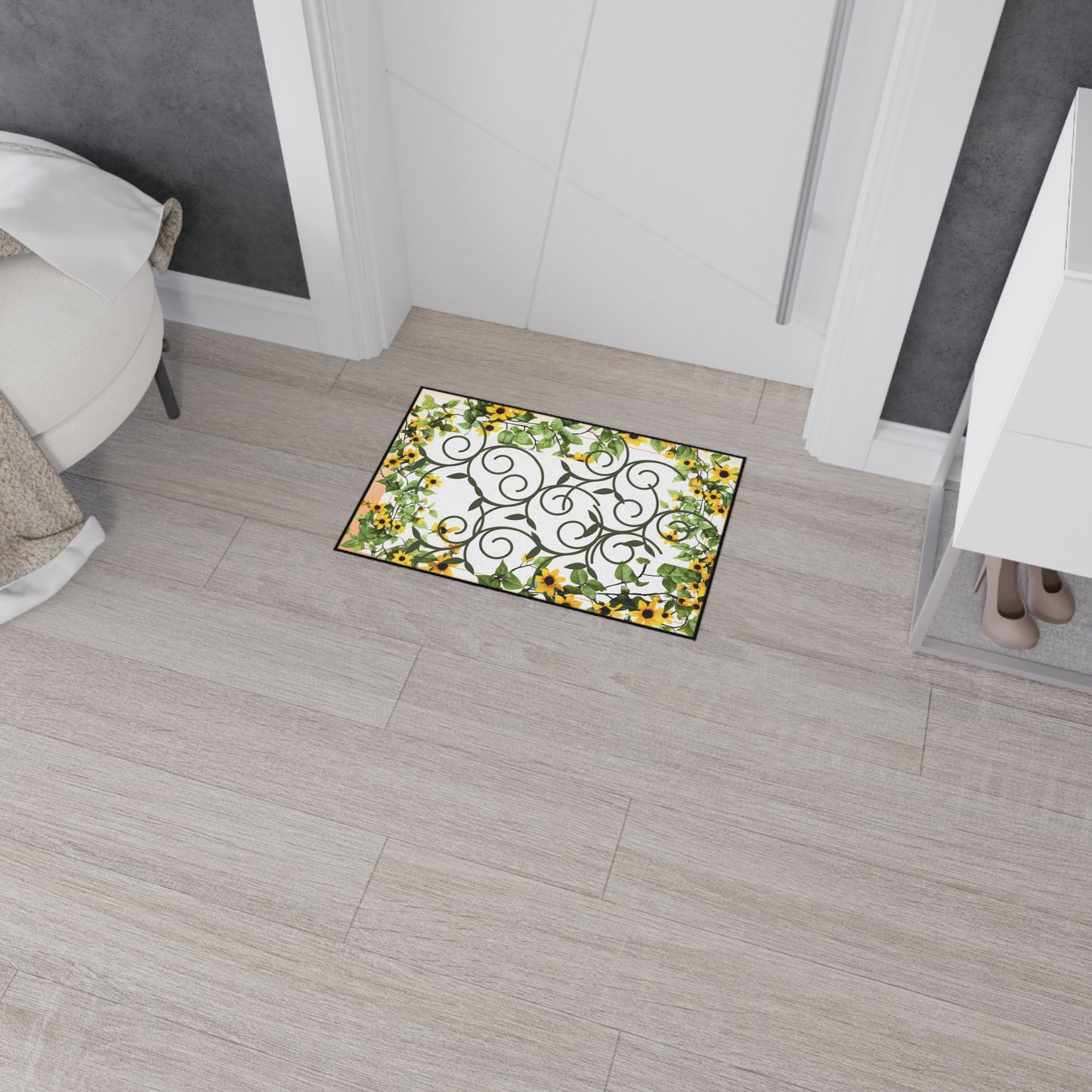 Sunflower Vine Heavy-Duty Floor Mat — Outdoor/Entry Doormat