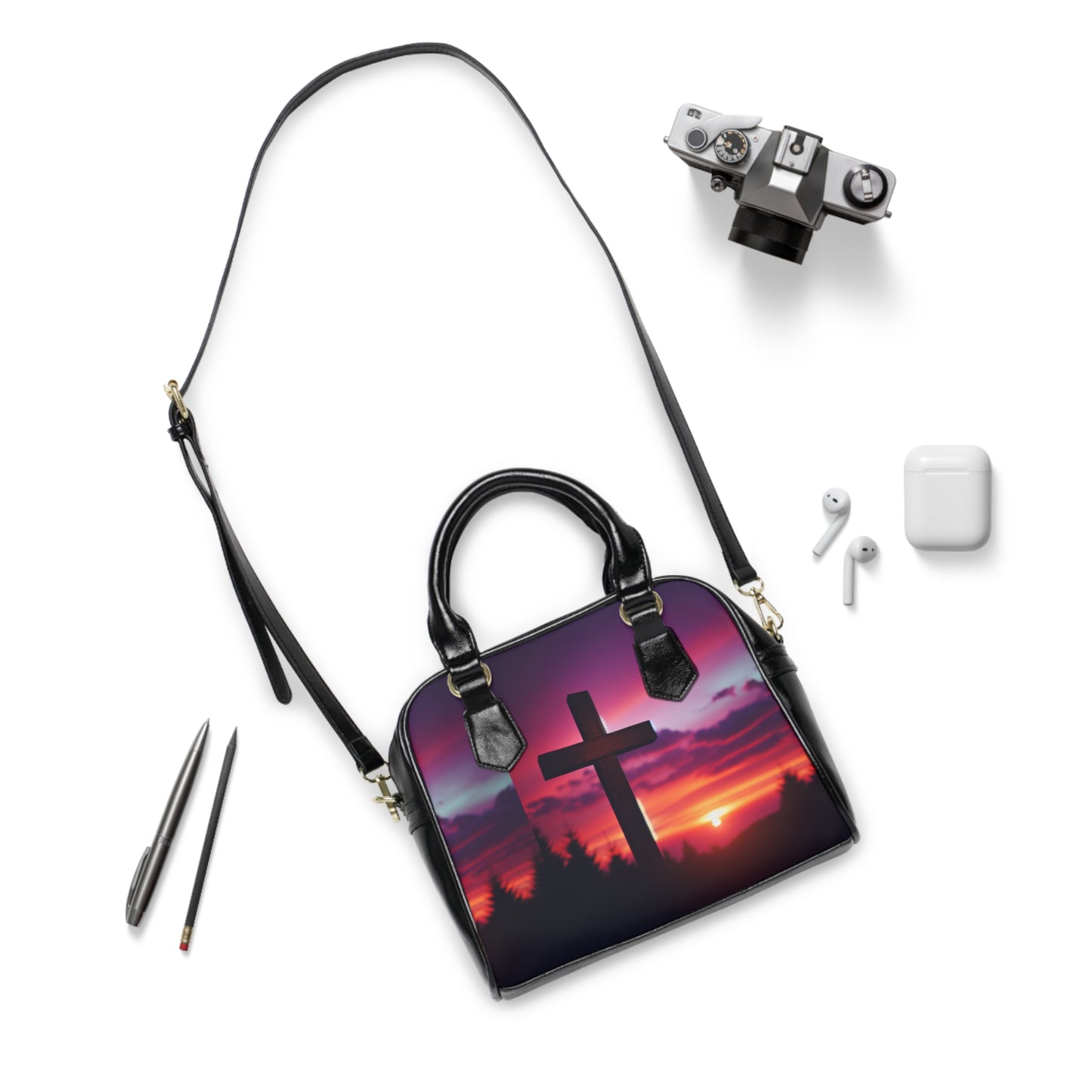 Inspirational Shoulder Handbag for Nature Lovers - Faith Cross Design