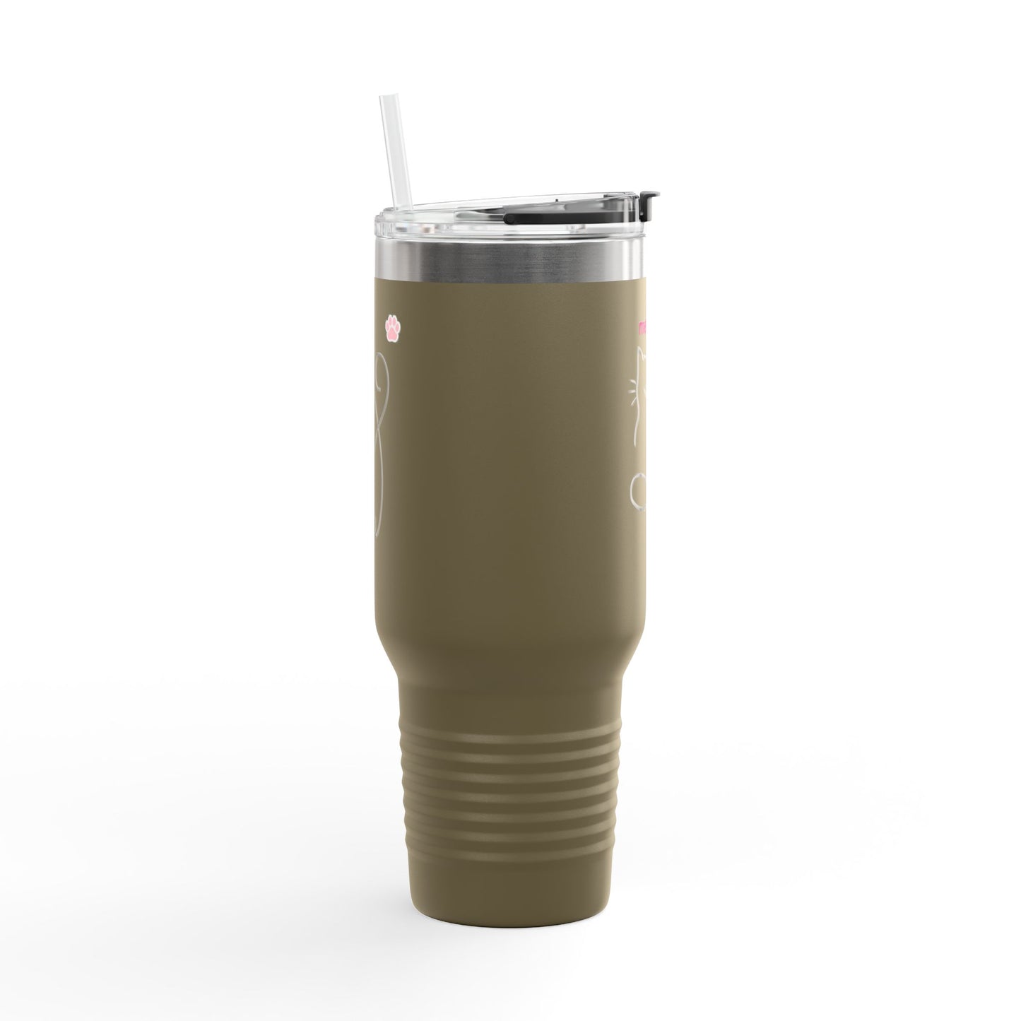 Cute Cat Insulated Travel Mug - 40oz Meow Design for Coffee Lovers