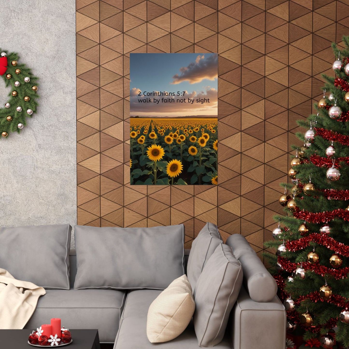 Inspiring Faith Wall Art, Sunflower Poster, Inspirational Home Decor, Christian Gift, Motivational Print