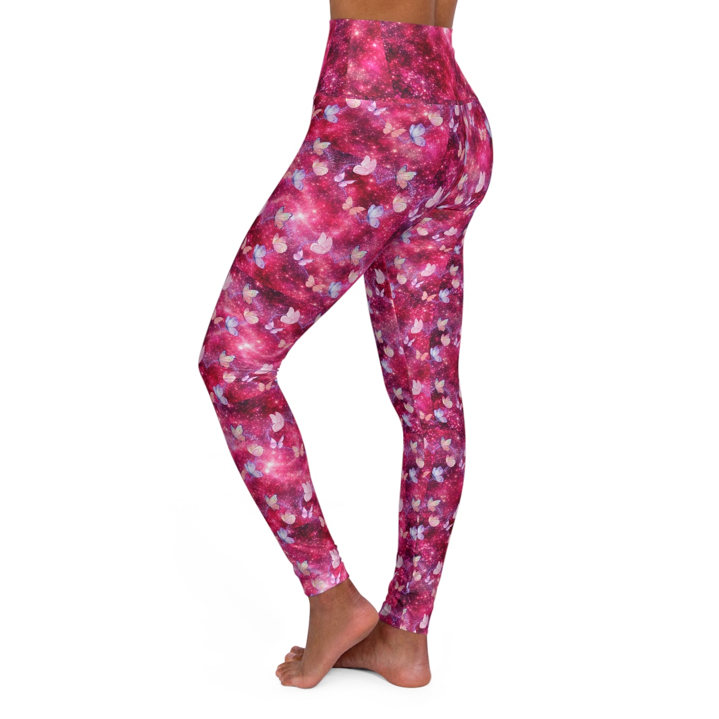 Yoga Leggings Butterfly Glitter Heart Valentine's Day