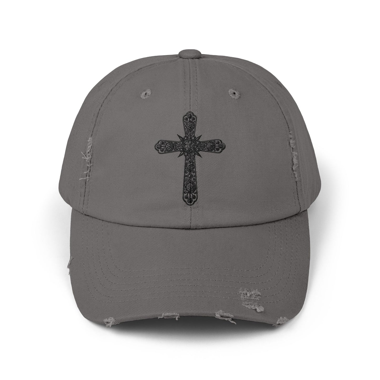 Unisex Distressed Cross Cap - Faith-Inspired Fashion Accessory