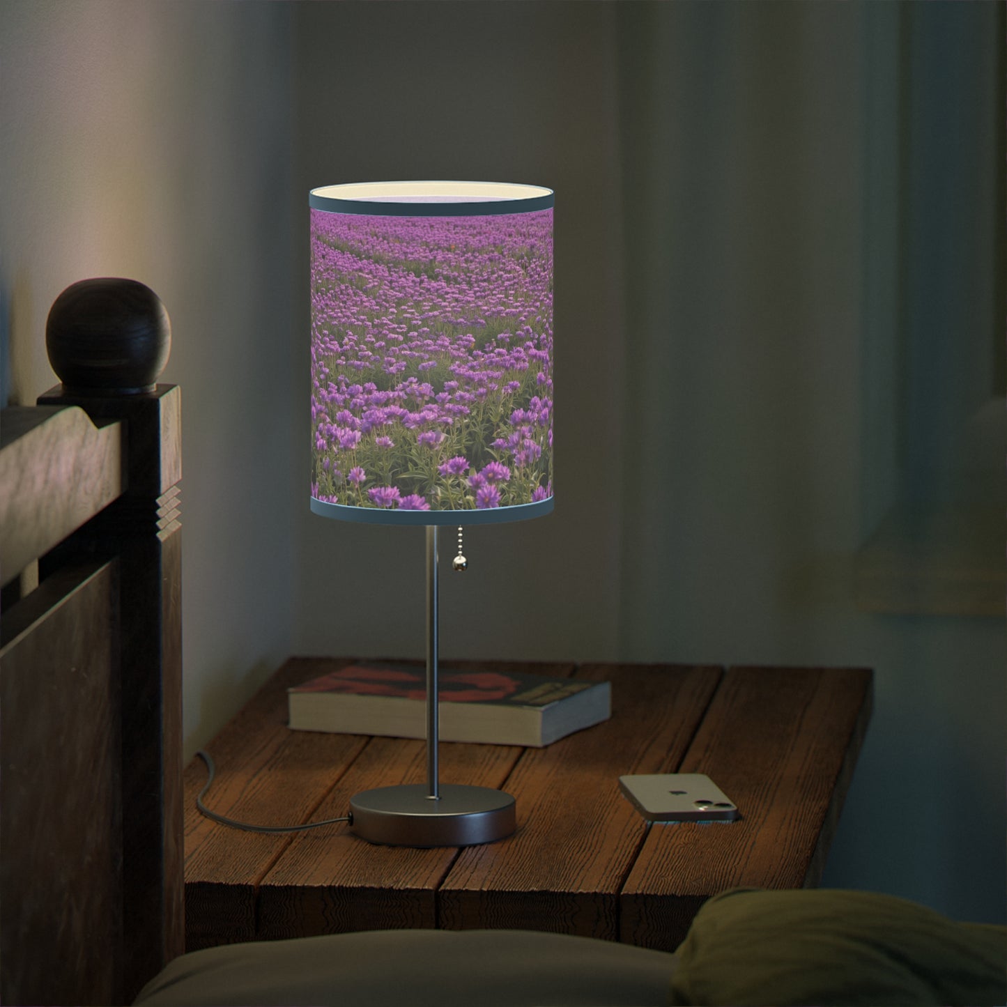 Purple Floral Table Lamp, Decorative Lighting, Home Decor, Bedroom Accessory, Gift for Her, Living Room Style