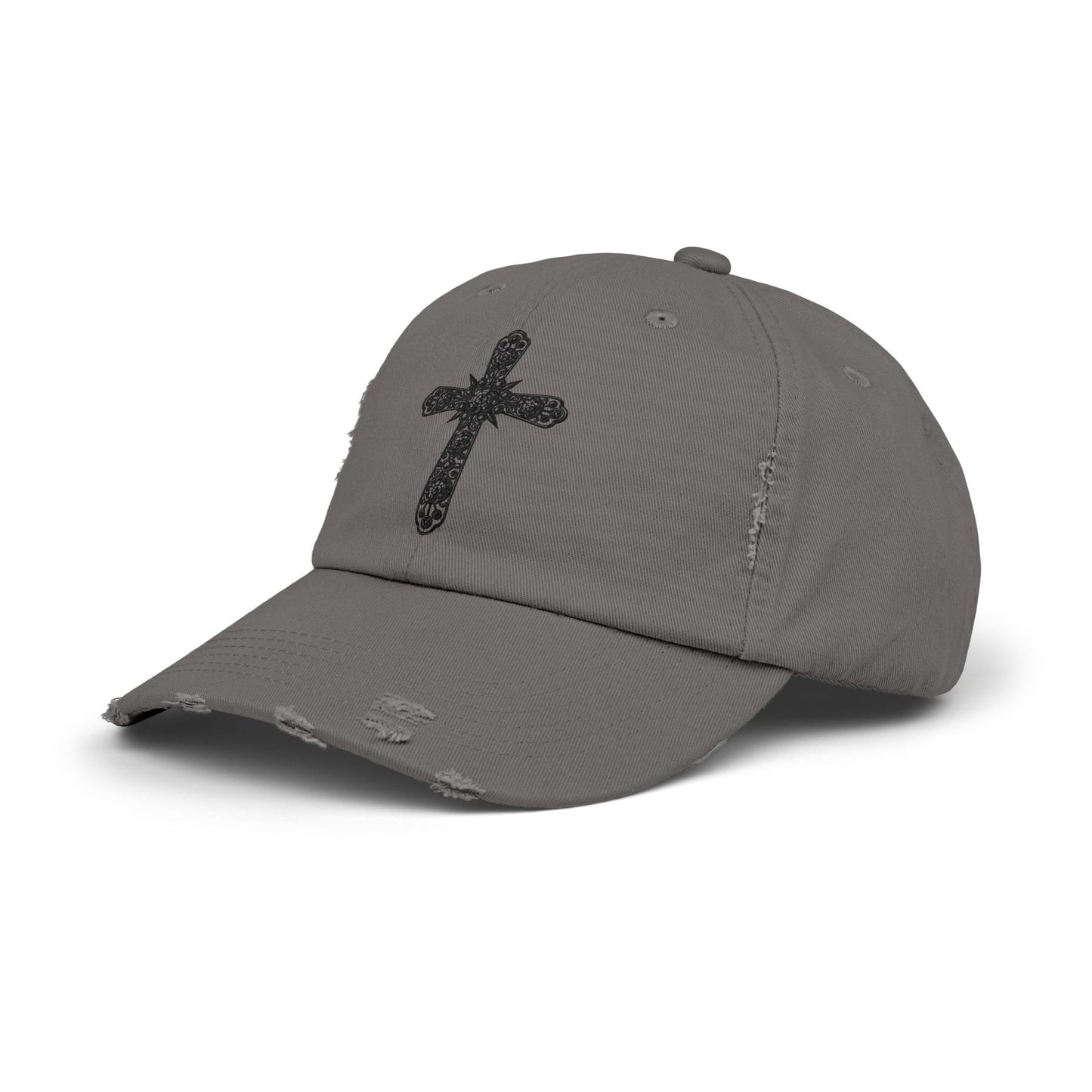 Unisex Distressed Cross Cap - Faith-Inspired Fashion Accessory